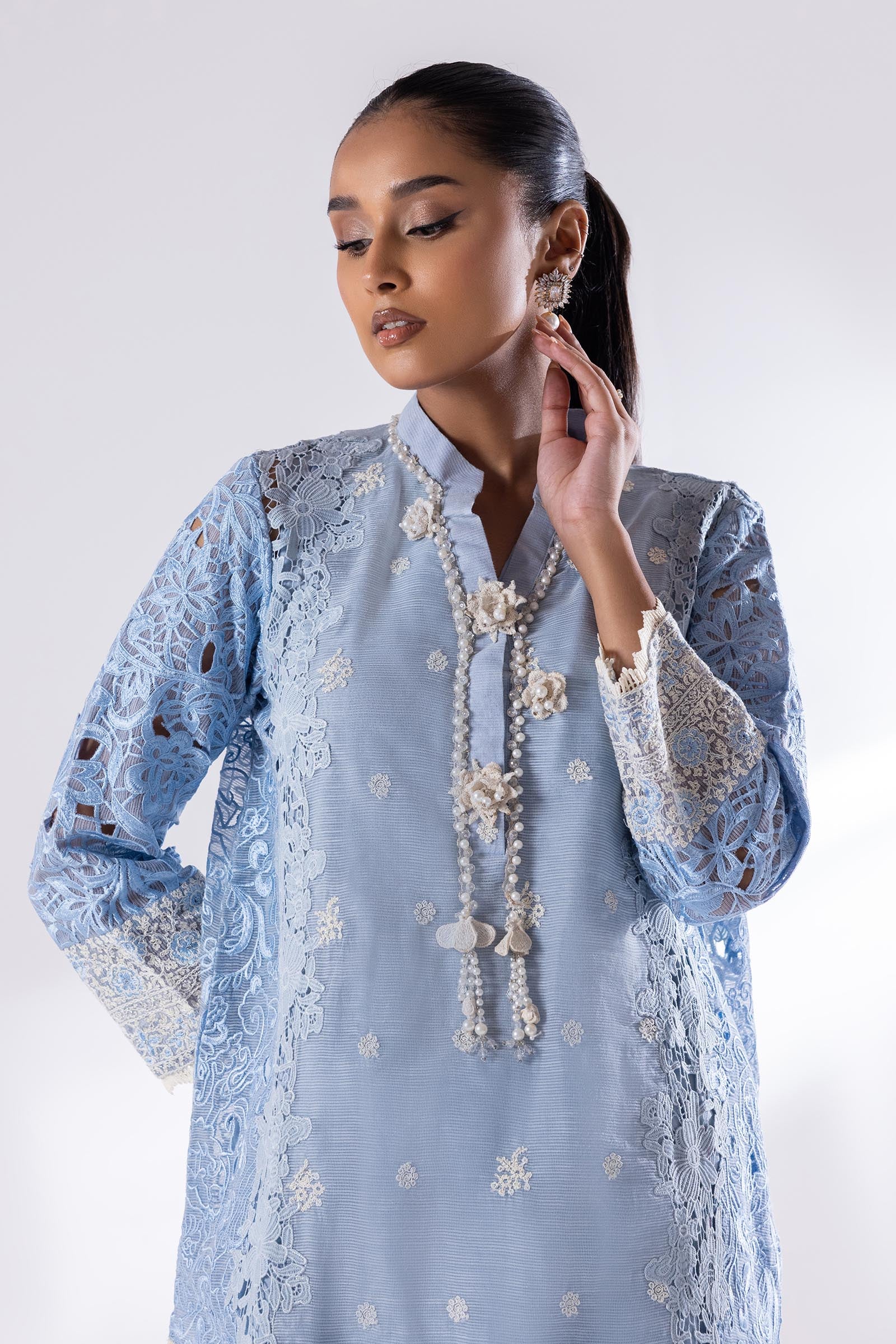 Stitched Cotton Slub Embroidered Set Secondary image