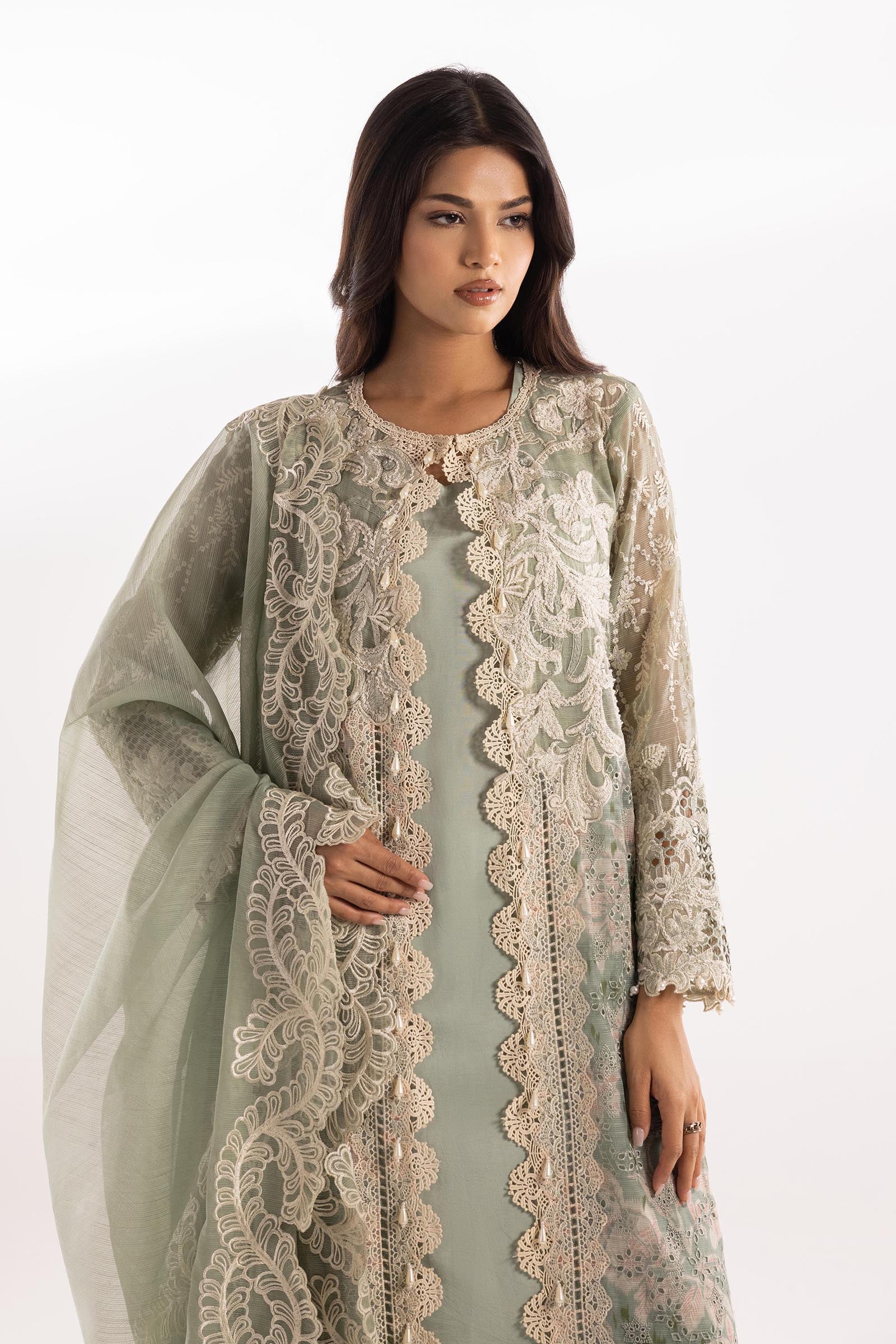 Stitched Cotton Embroidered Suit Secondary image