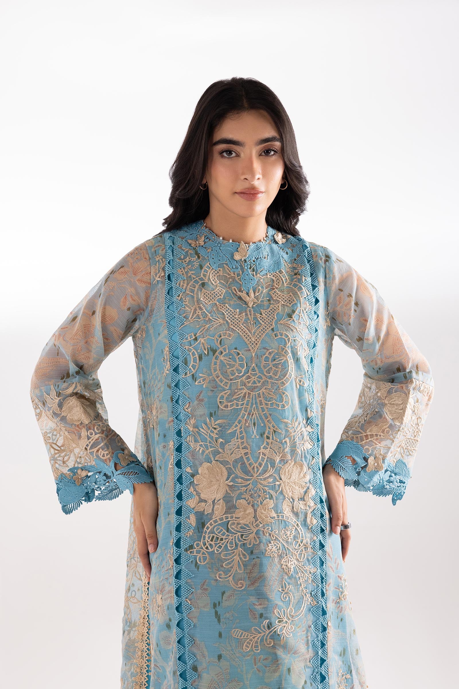 Stitched Blended Embroidered Shirt + Bottom Secondary image