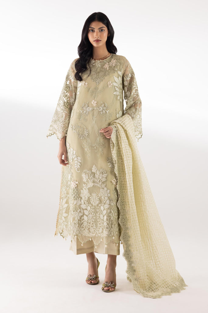 Stitched Embroidered Organza Shirt+ Culotte