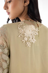 Stitched Embroidered Organza Shirt+ Culotte