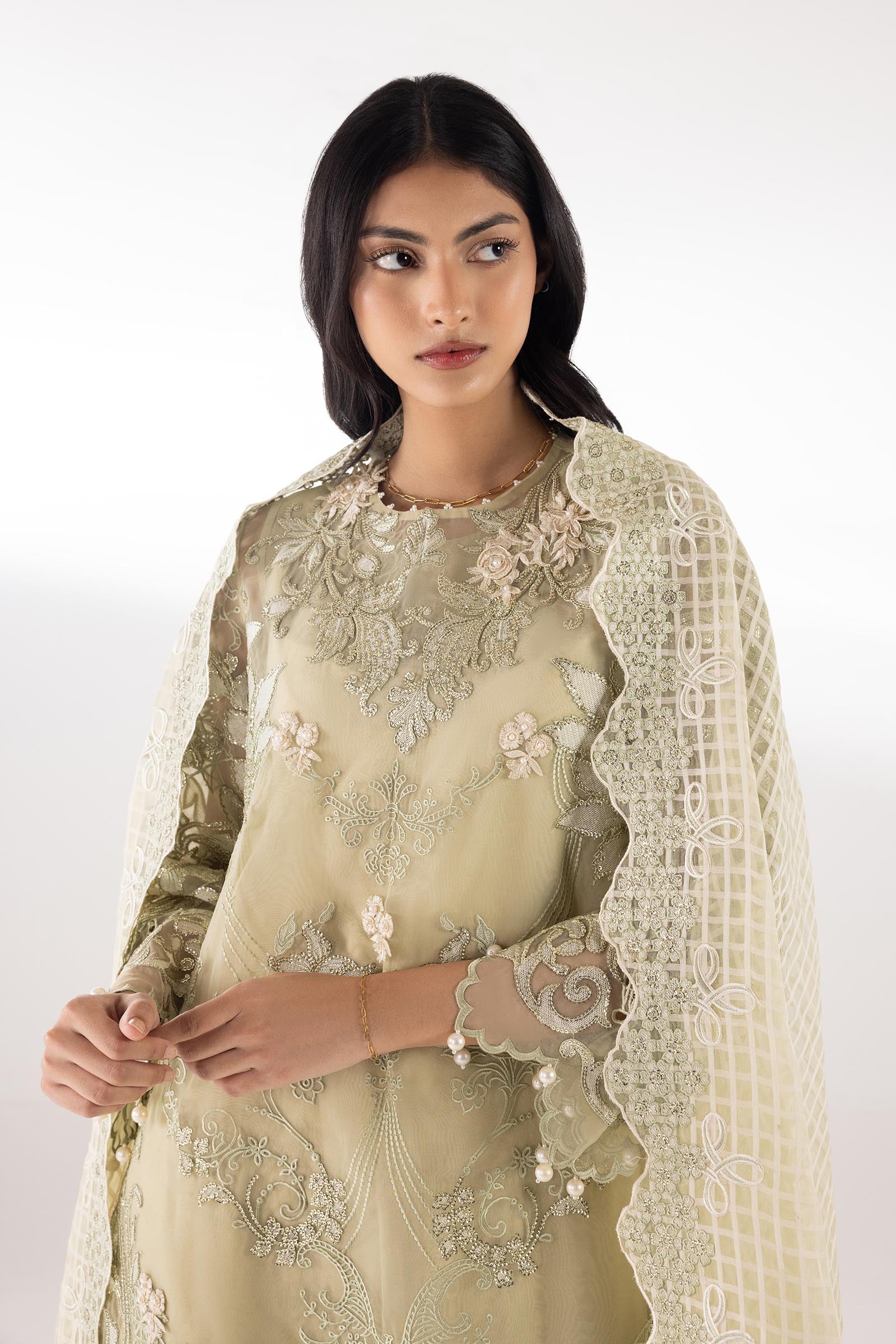 Stitched Embroidered Organza Shirt+ Culotte Secondary image