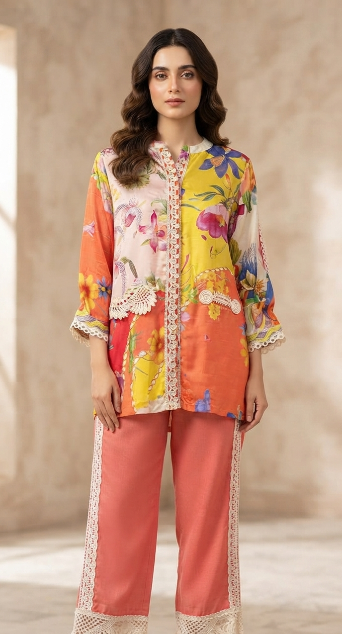 Stitched Luxury Printed Shirt + Bottom Main image