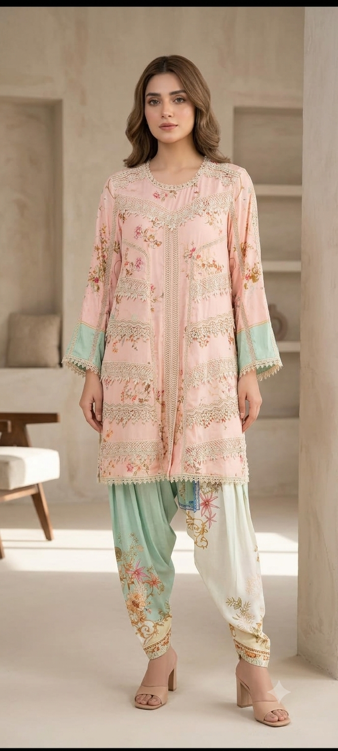 Stitched Luxury Printed Shirt + Bottom Main image
