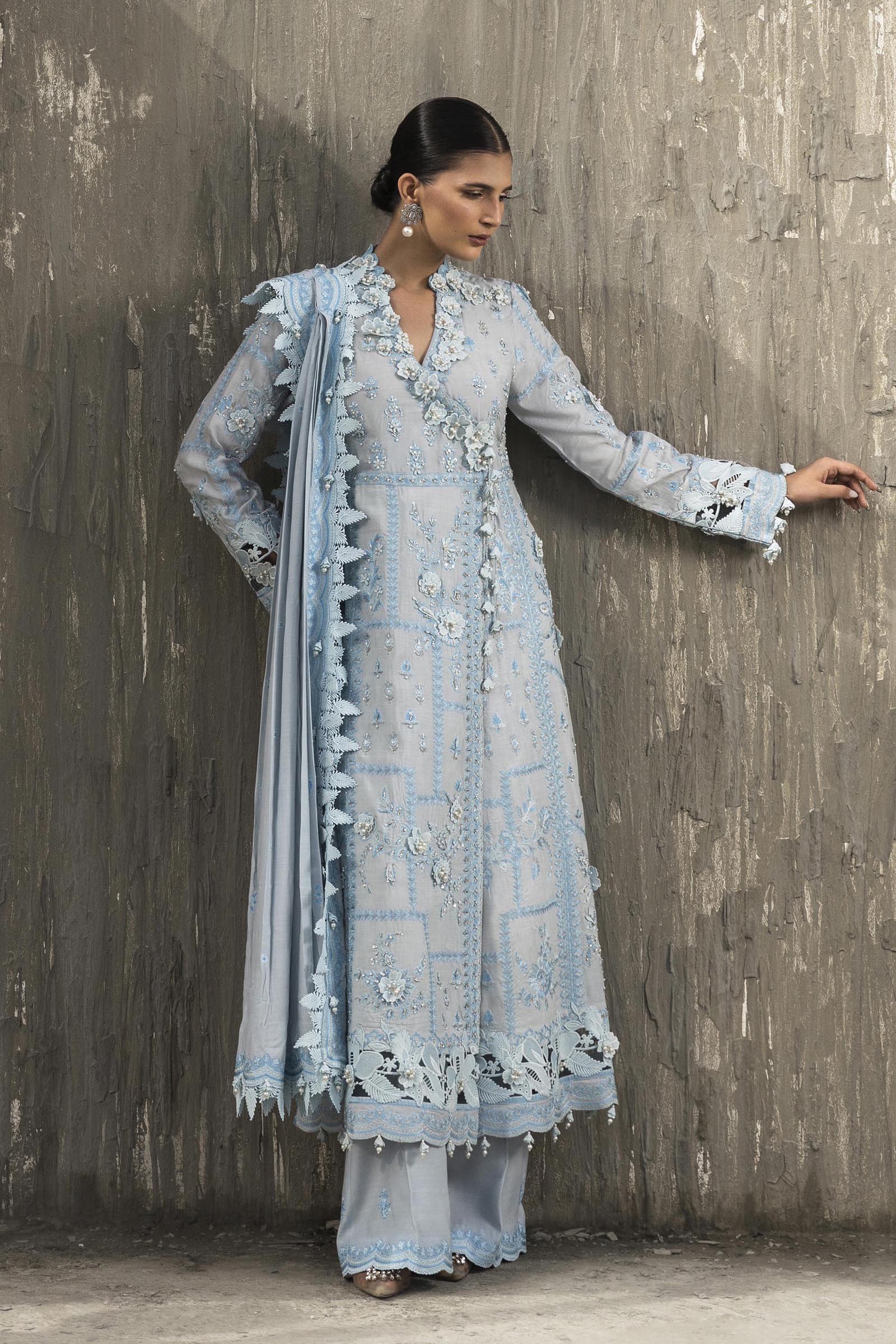 Stitched Luxury Embroidered Long Shirt + Bottom + Dupatta Main image