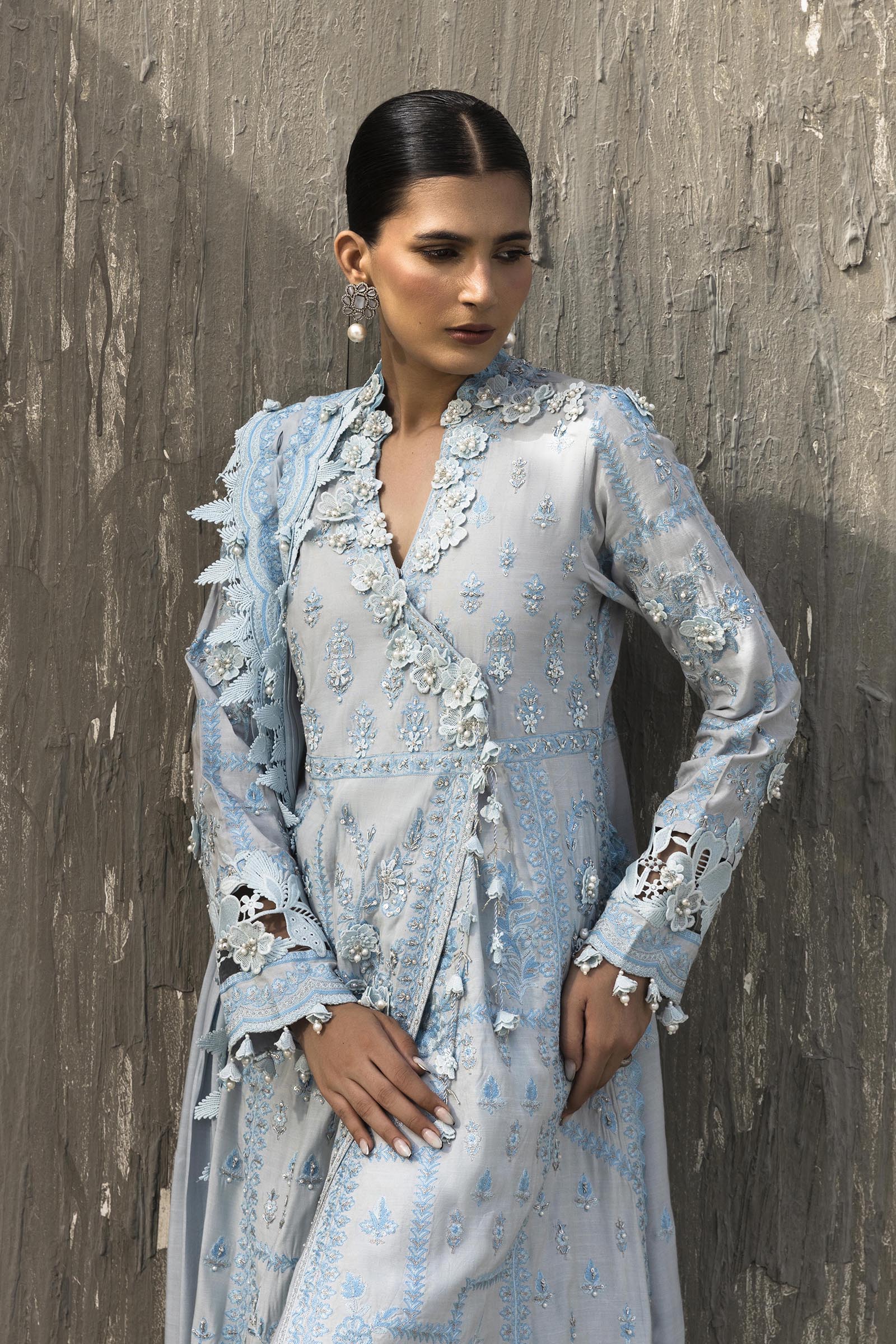 Stitched Luxury Embroidered Long Shirt + Bottom + Dupatta Secondary image