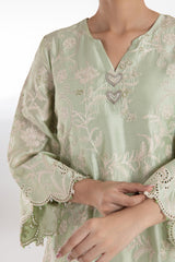 Stitched Embroidered Luxury Sheesha Silk Shirt + Culotte