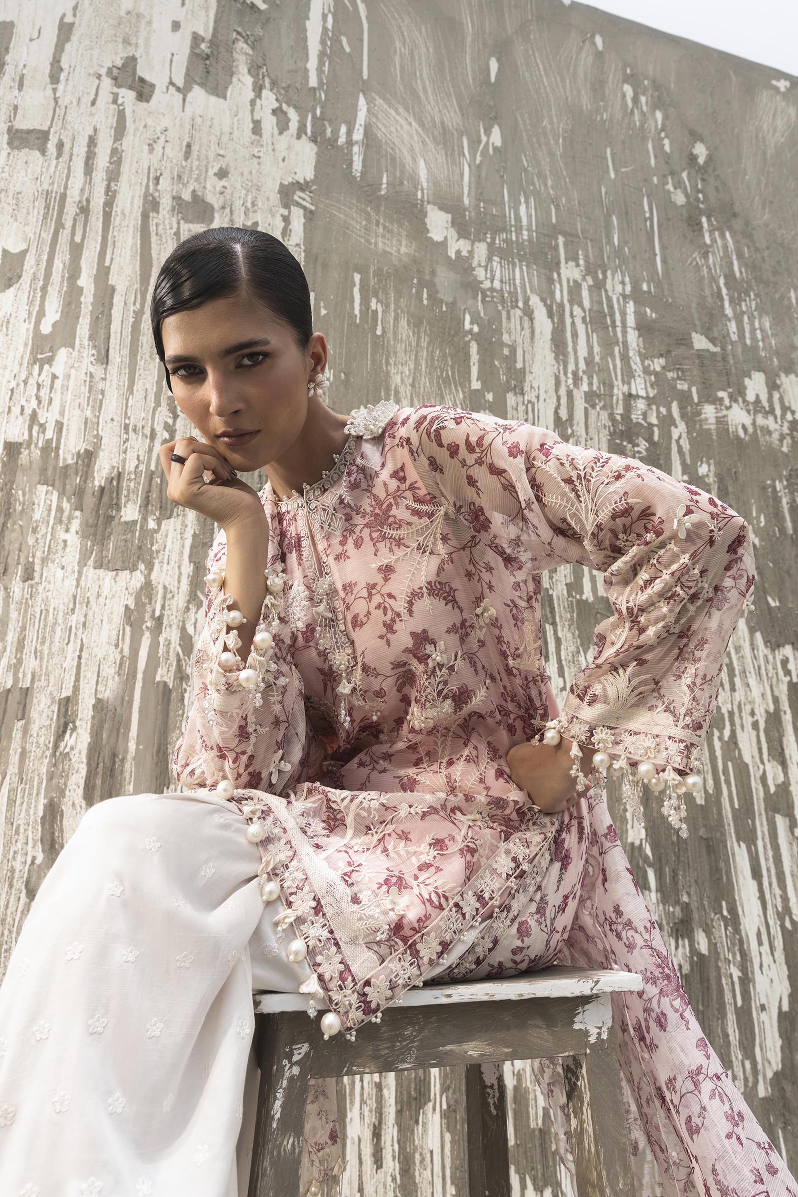 Stitched Luxury Digital Printed and Embroidered Suit Main image