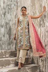 Stitched Luxury Embroidered Sleeveless Shirt + Bottom + Dupatta
