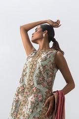 Stitched Luxury Embroidered Sleeveless Shirt + Bottom + Dupatta