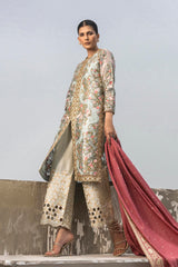 Stitched Luxury Embroidered Front Open Shirt + Bottom + Dupatta