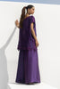 Stitched Formal Embroidered Purple Shirt + Flared Bottom