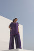 Stitched Formal Embroidered Purple Shirt + Flared Bottom