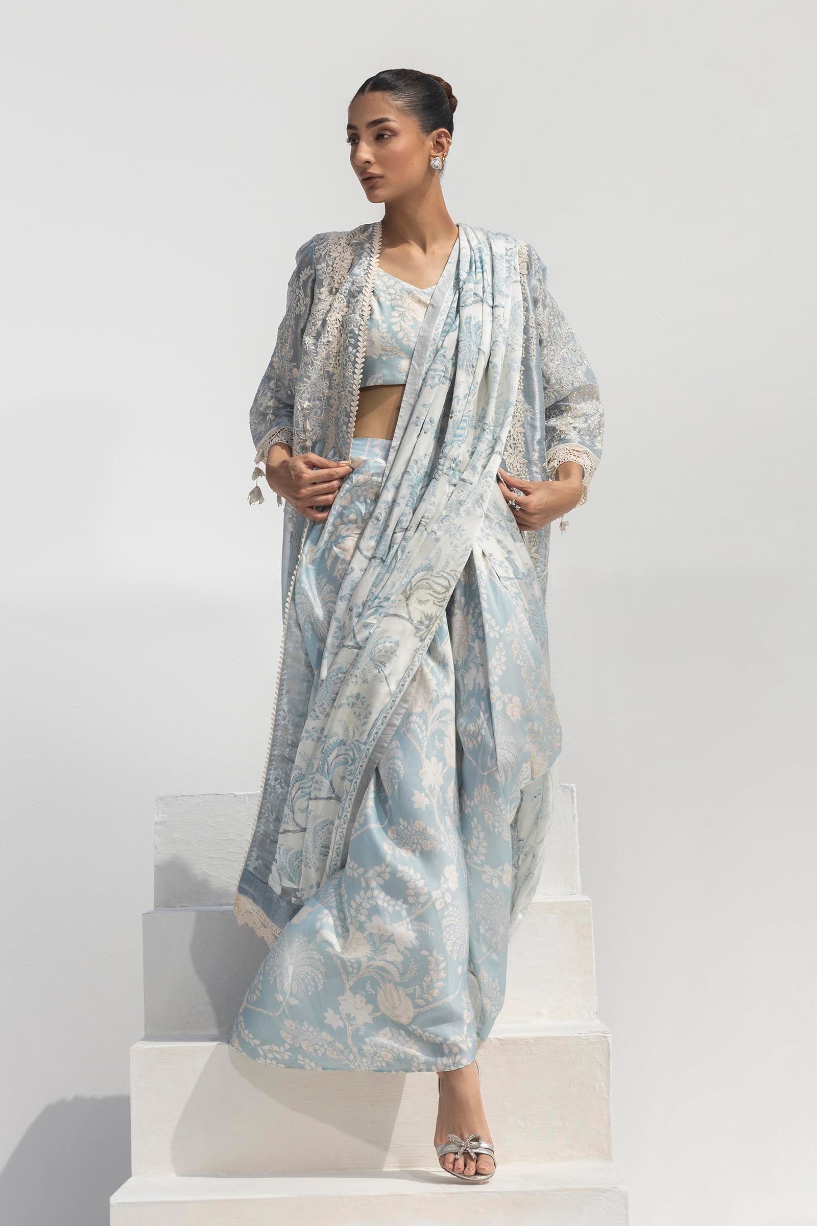 Stitched Luxury Tissue Coat + Sarong Bottom Main image