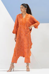 Stitched Formal Embroidered Rust Shirt + Bottom