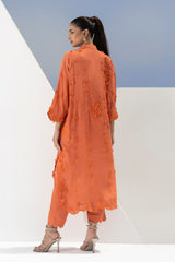 Stitched Formal Embroidered Rust Shirt + Bottom