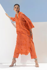 Stitched Formal Embroidered Rust Shirt + Bottom