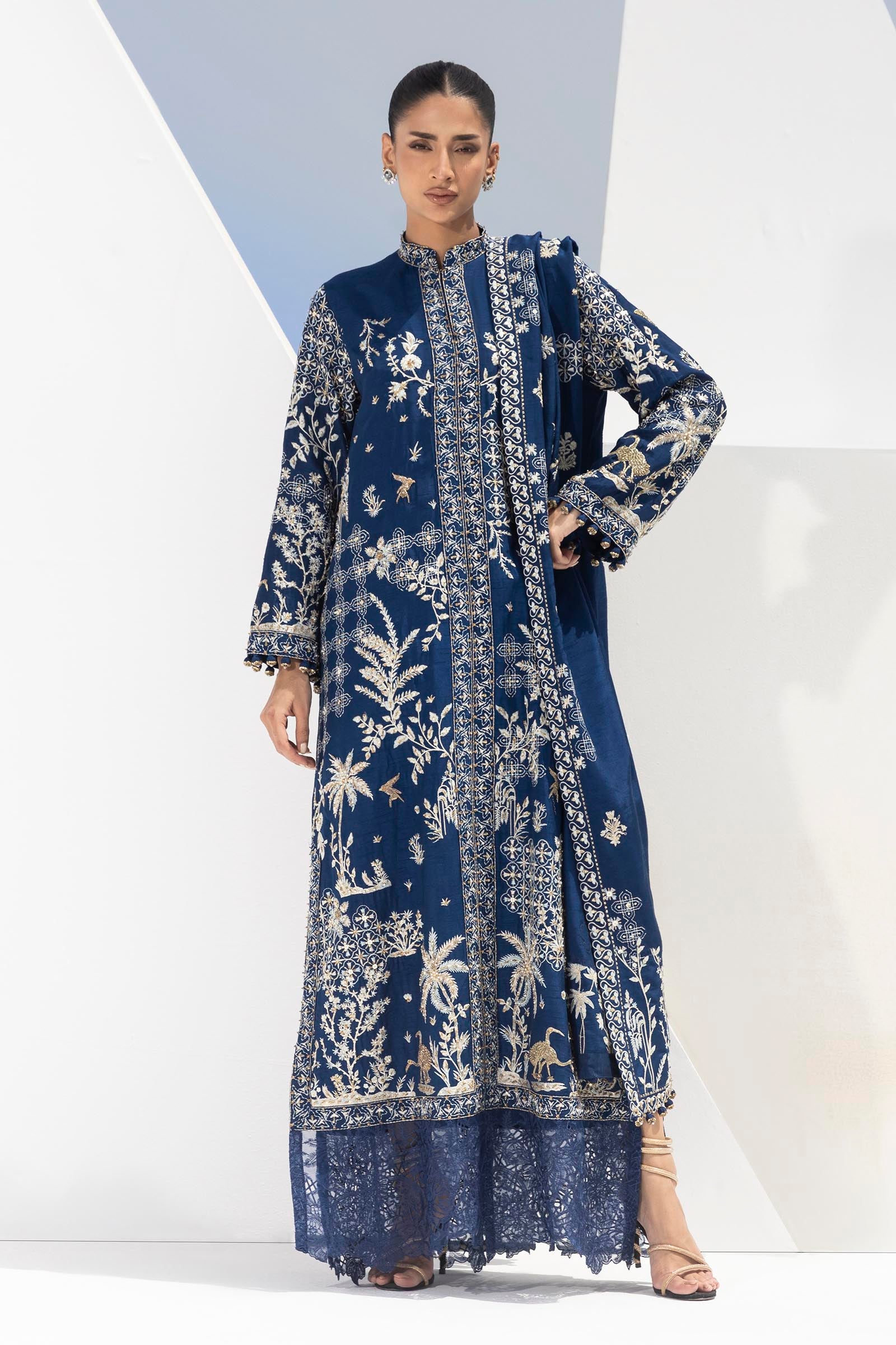 Stitched Luxury Embroidered Raw Silk Shirt + Dupatta Secondary image