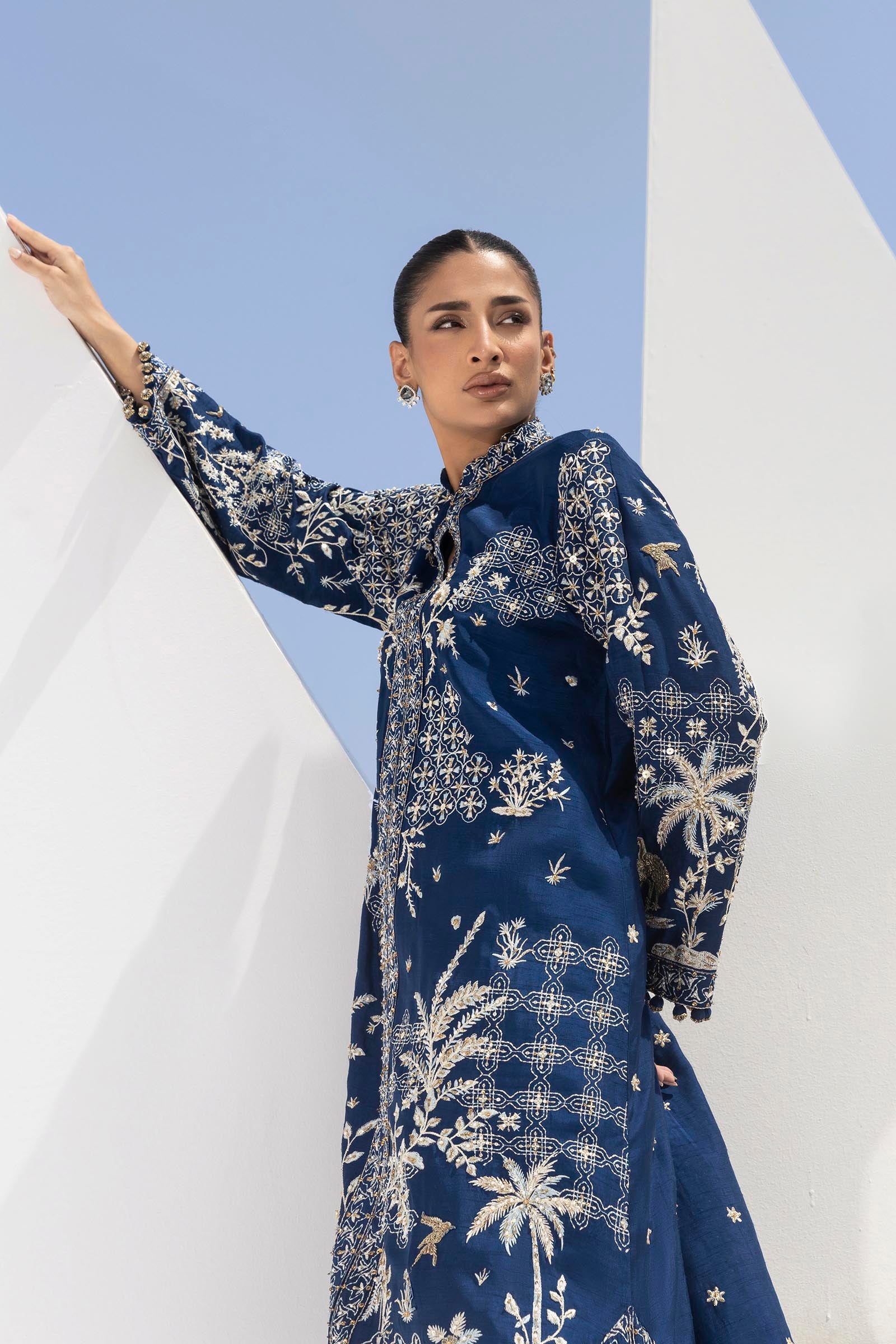 Stitched Luxury Embroidered Raw Silk Shirt + Dupatta