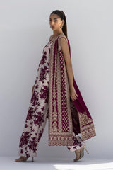Stitched Luxury Raw Silk Front Open Jacket + Bottom
