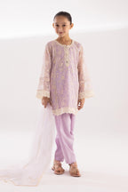 Stitched Kids Embroidered Net Suit