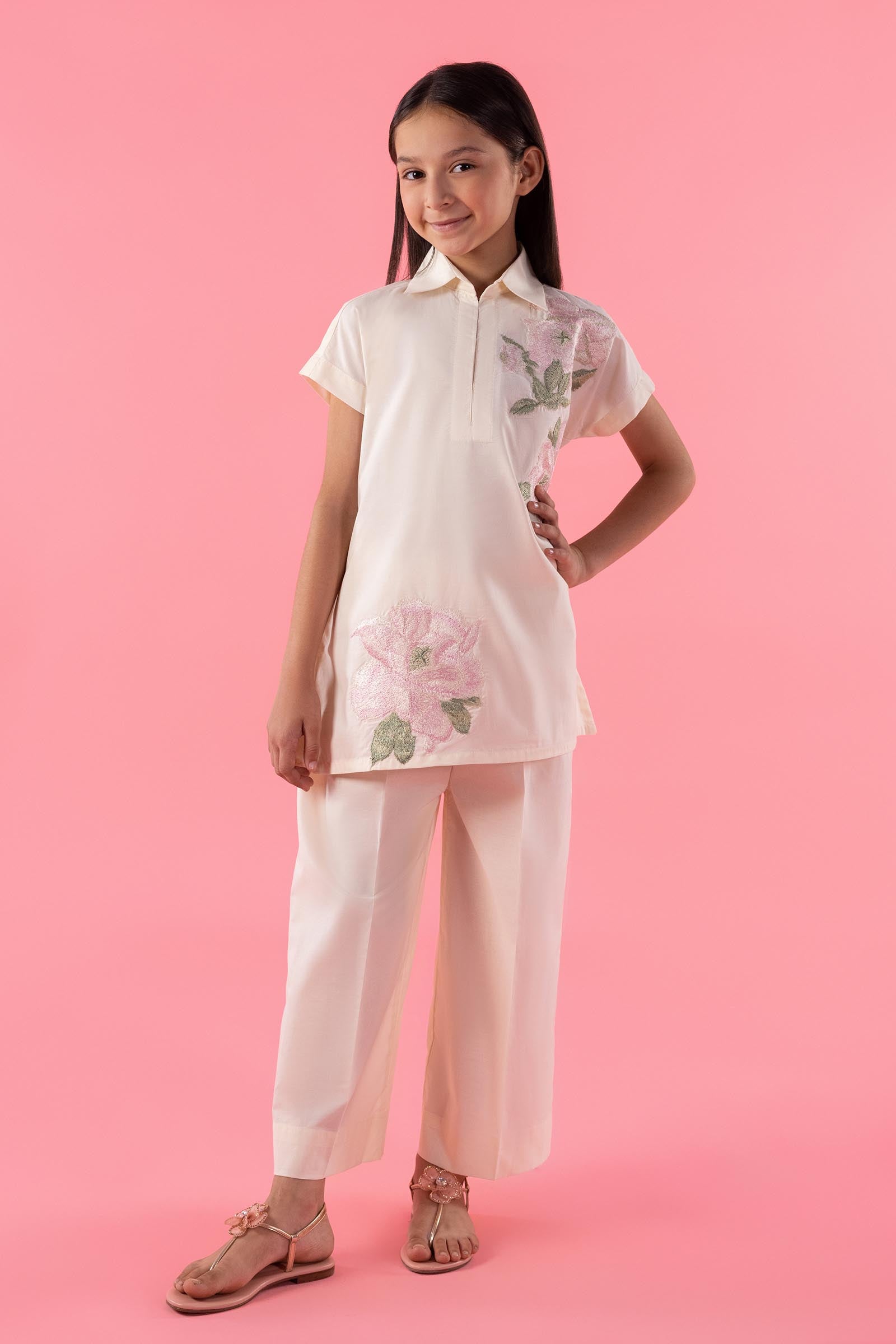 Stitched Kids Embroidered Lawn Shirt + Culotte Main image