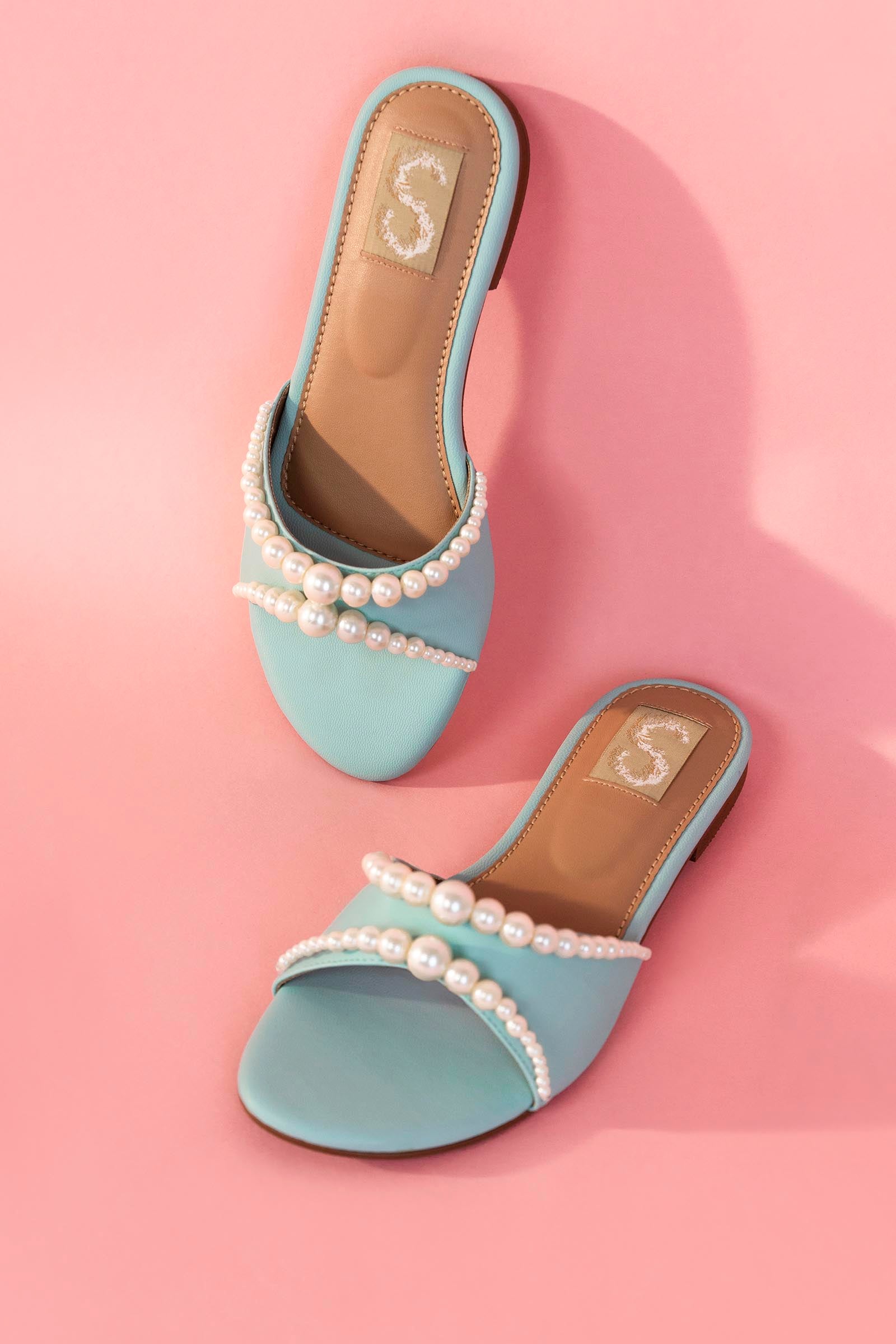 Kids Turquoise Pearl Flats Main image