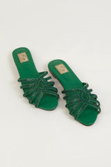 Kids Green Embellished Flats