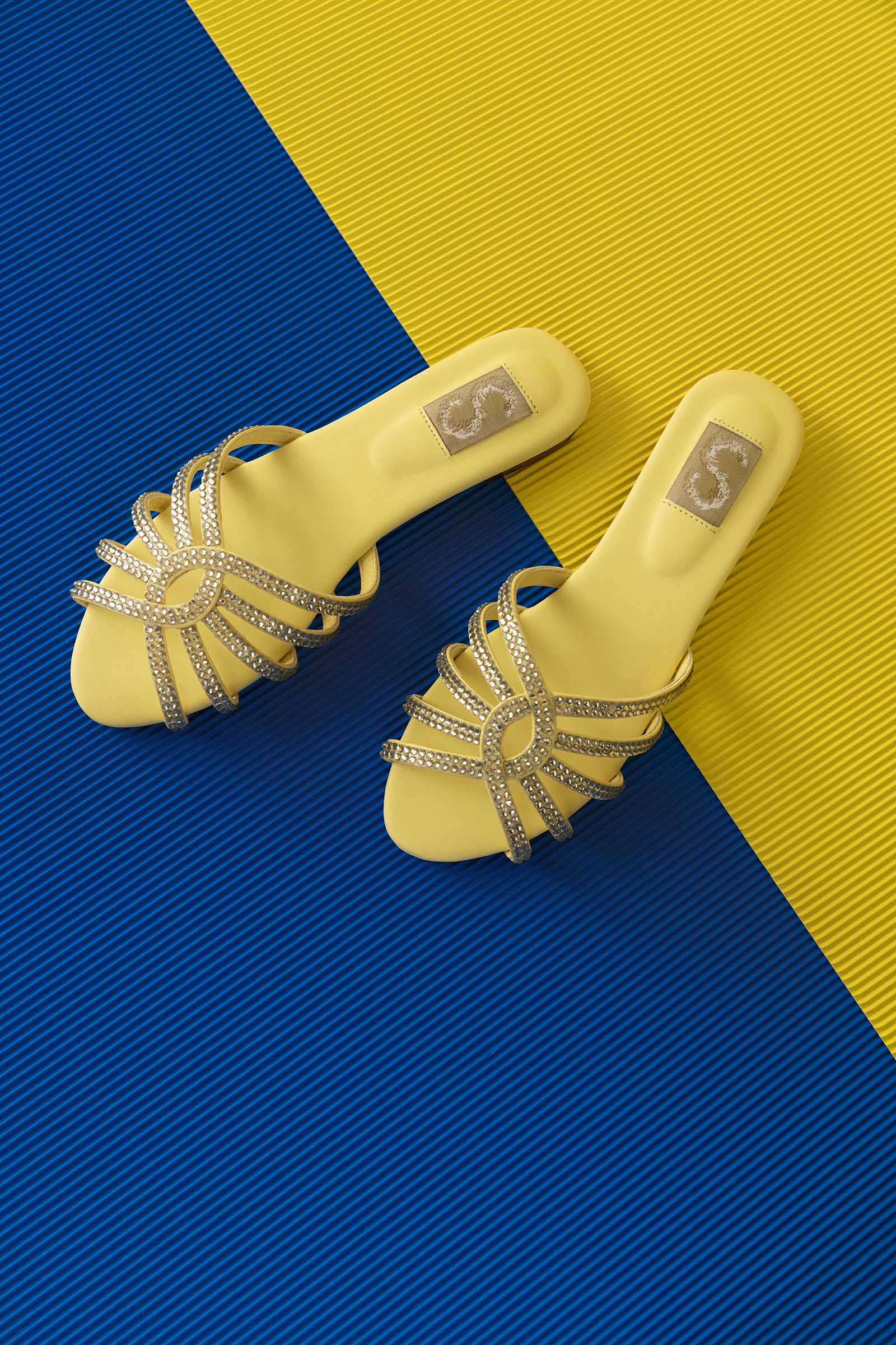 Kids Yellow Embellished Flats Main image