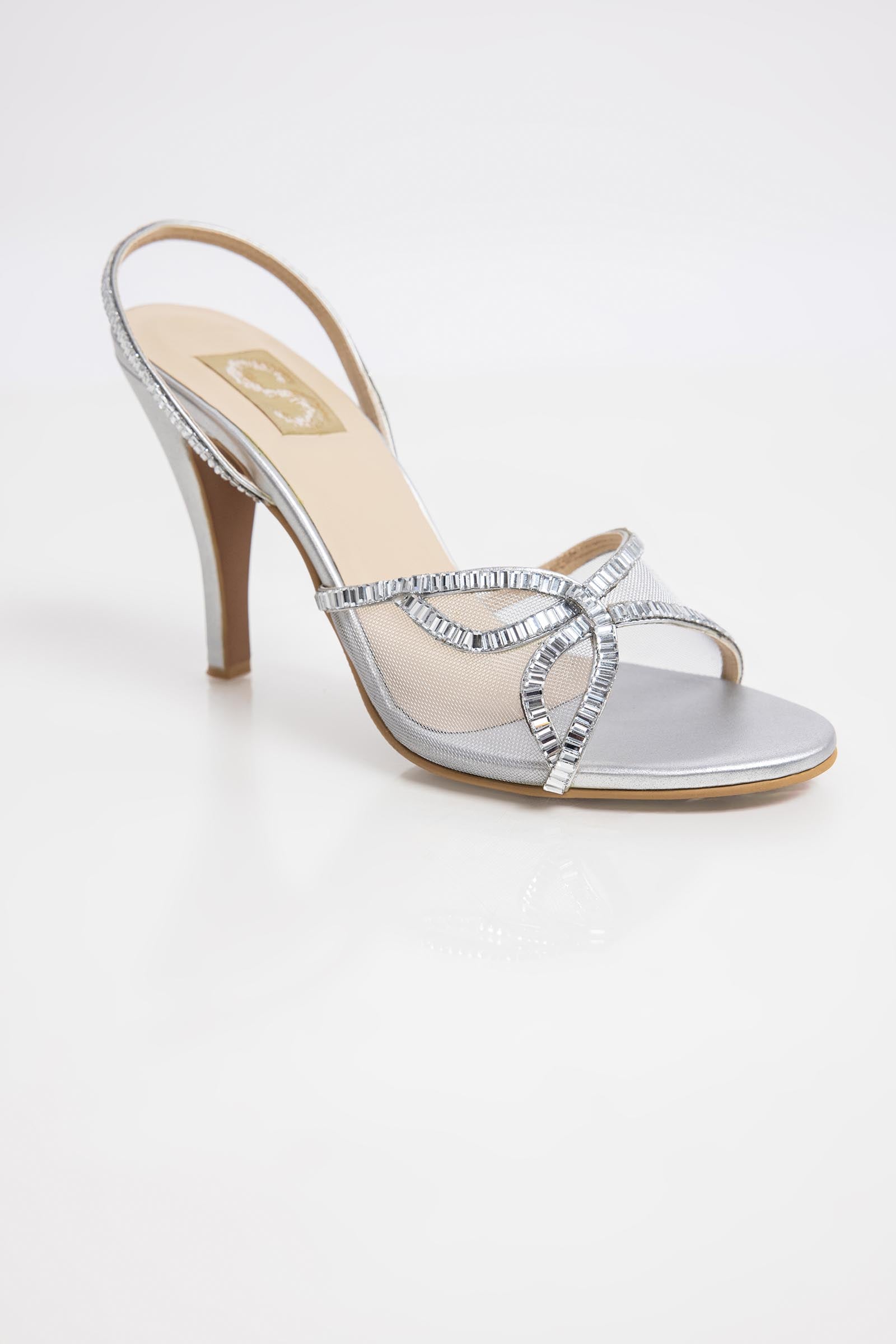 Silver Rhinestone Slingback Heels Secondary image