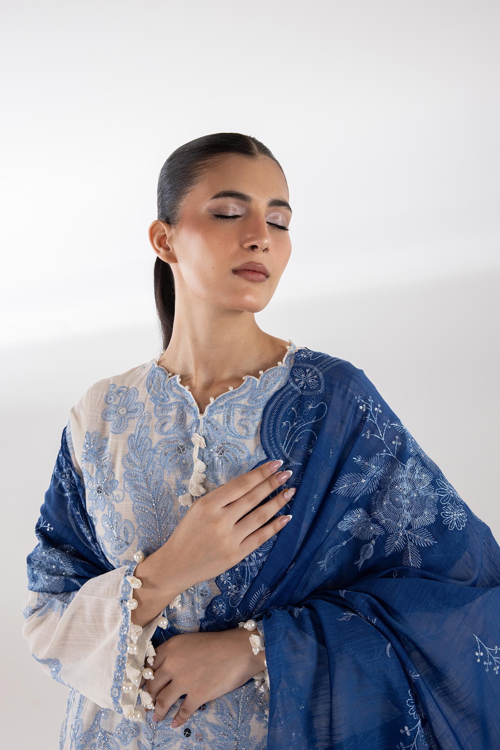 Stitched Embroidered Lawn Suit