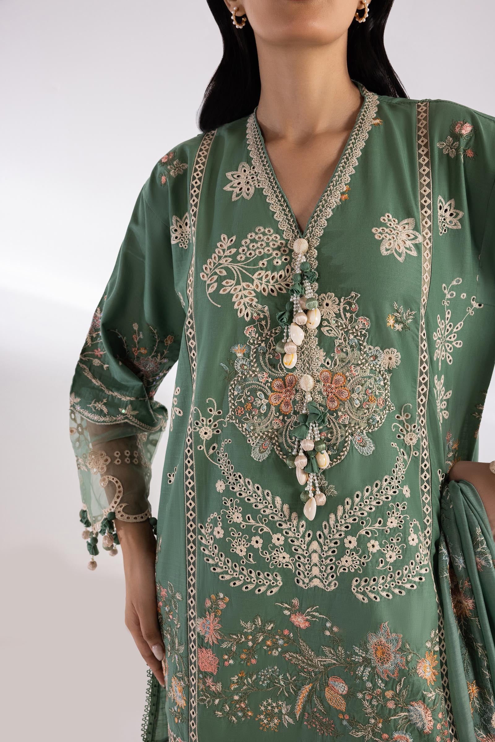 Stitched Embroidered Lawn Shirt+ Shalwar Secondary image