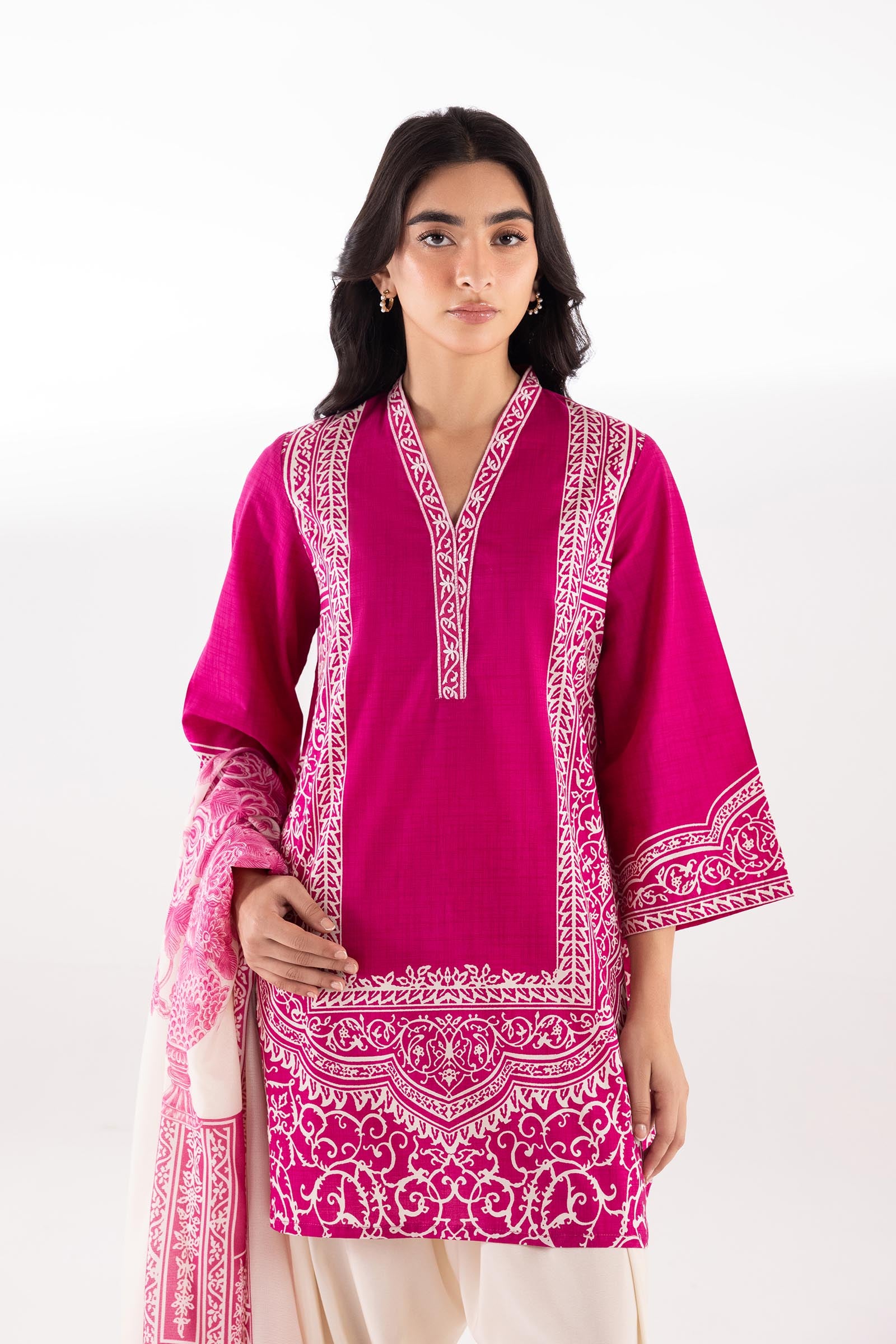 Stitched Printed Lawn Shirt + Dupatta Secondary image