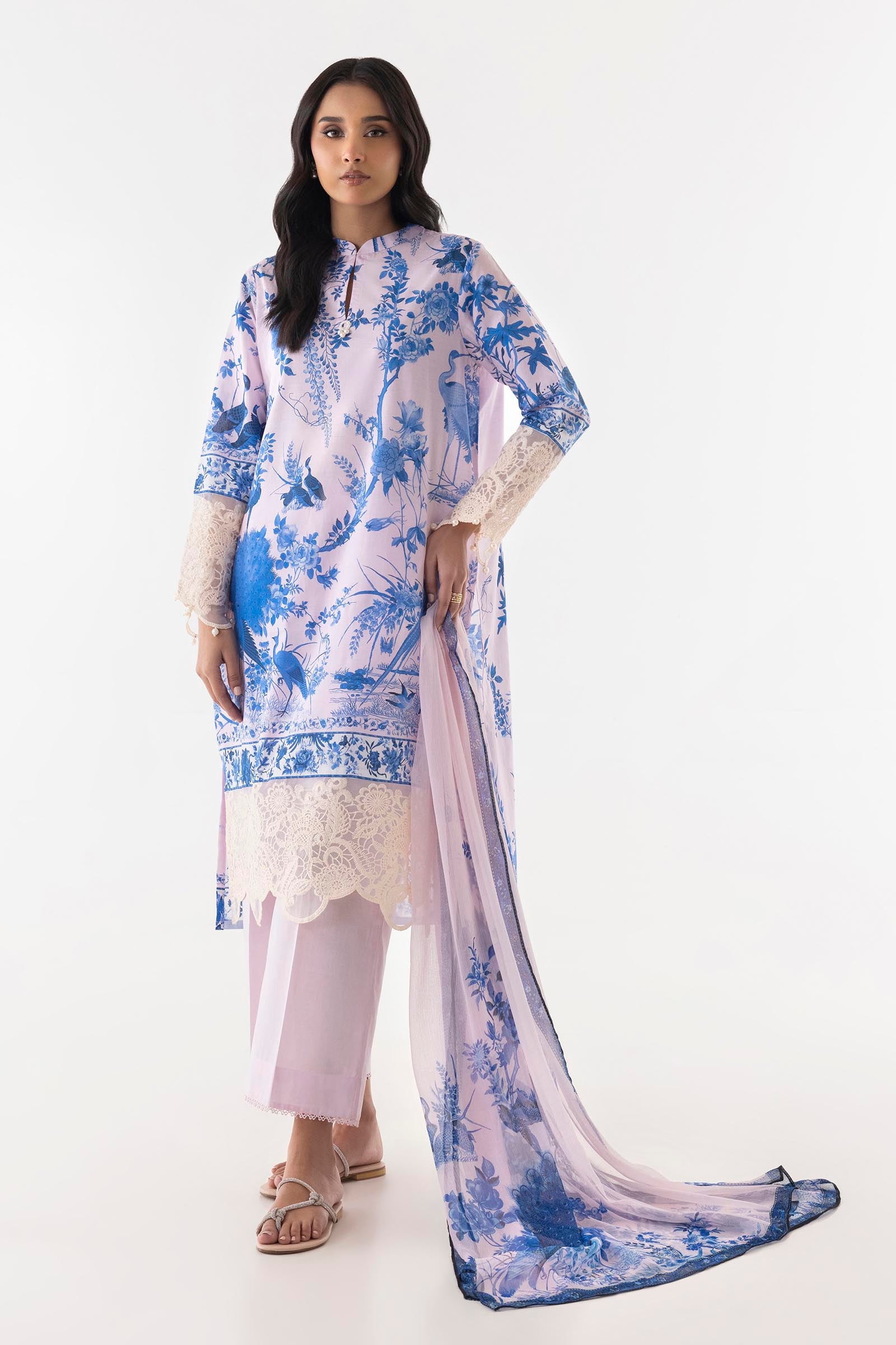 Stitched Lawn Embroidered Shirt + Culotte + Dupatta Main image