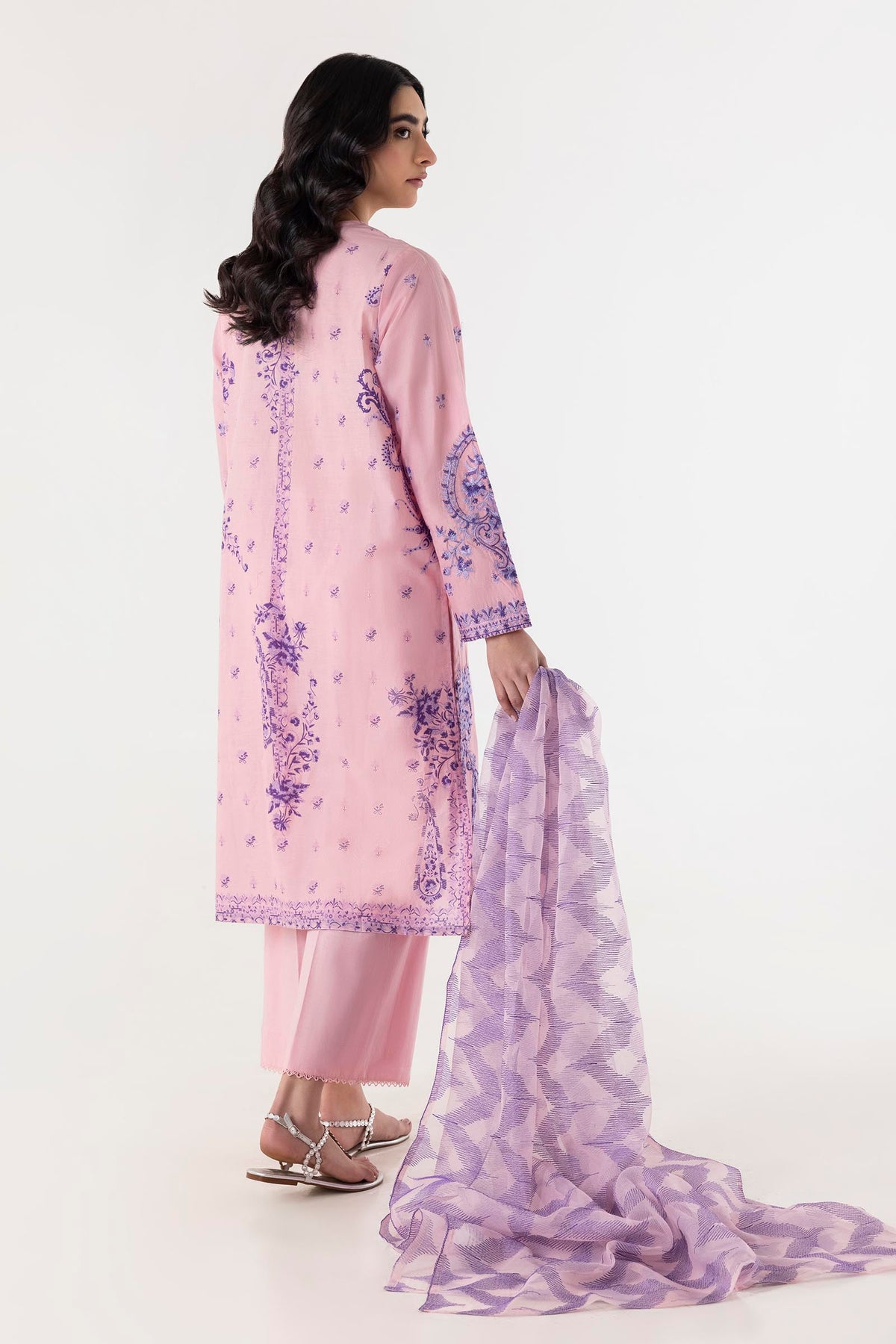 Stitched Lawn Embroidered Shirt + Shalwar + Dupatta