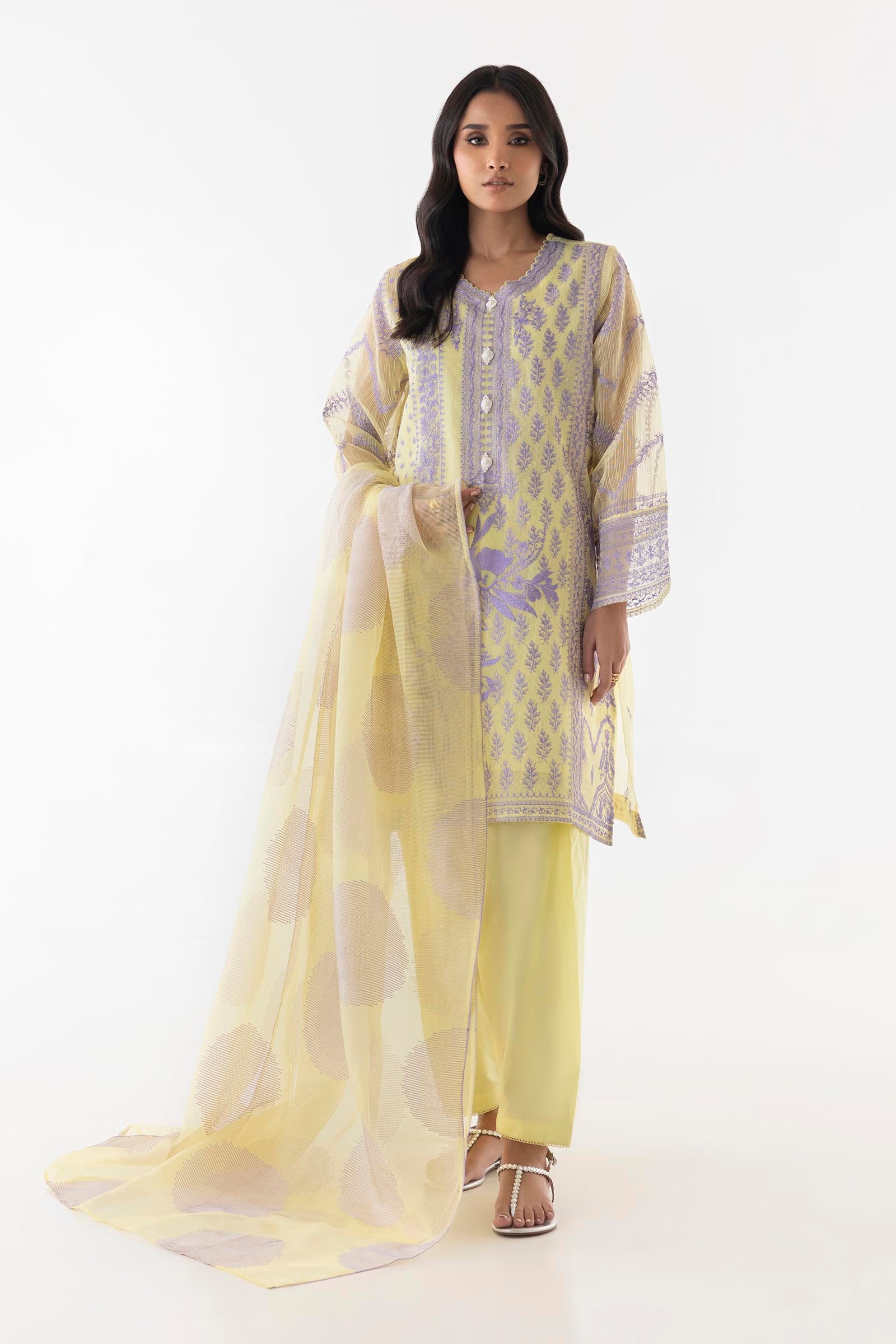 Stitched Lawn Embroidered Shirt + Shalwar + Dupatta Main image