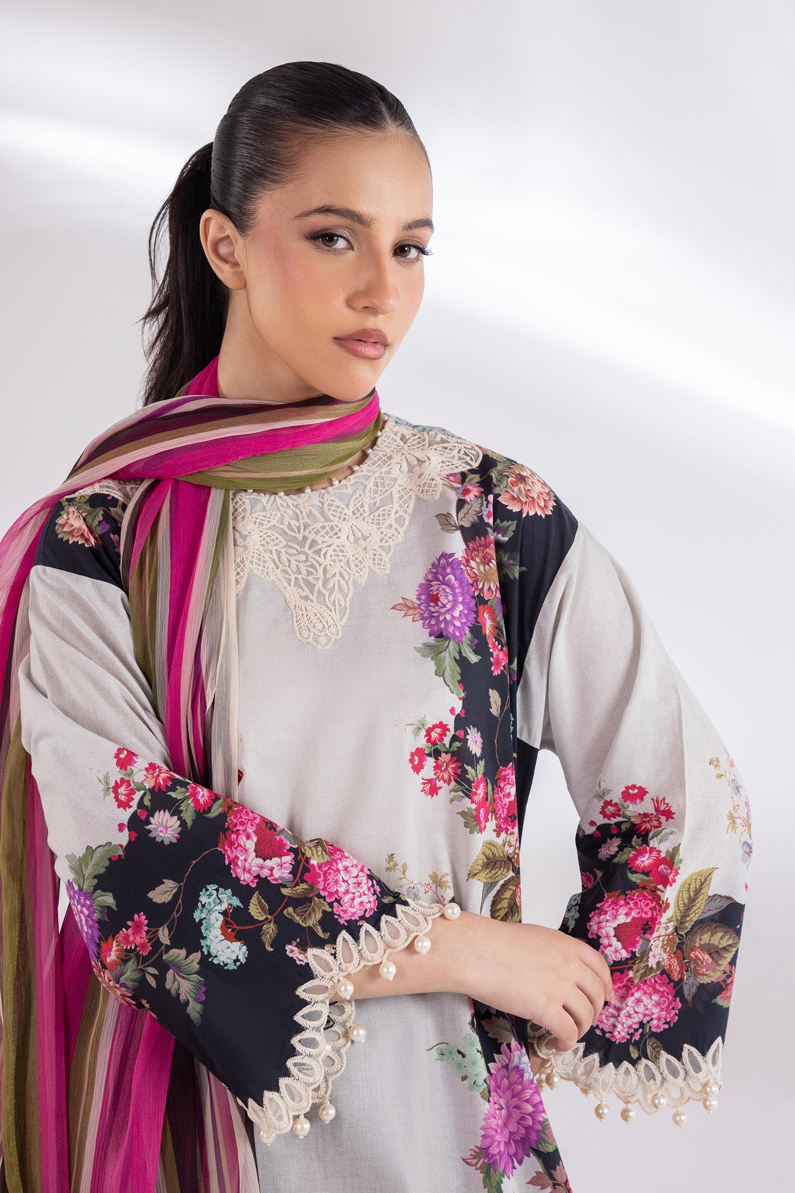 Stitched Embroidered Lawn Suit Secondary image