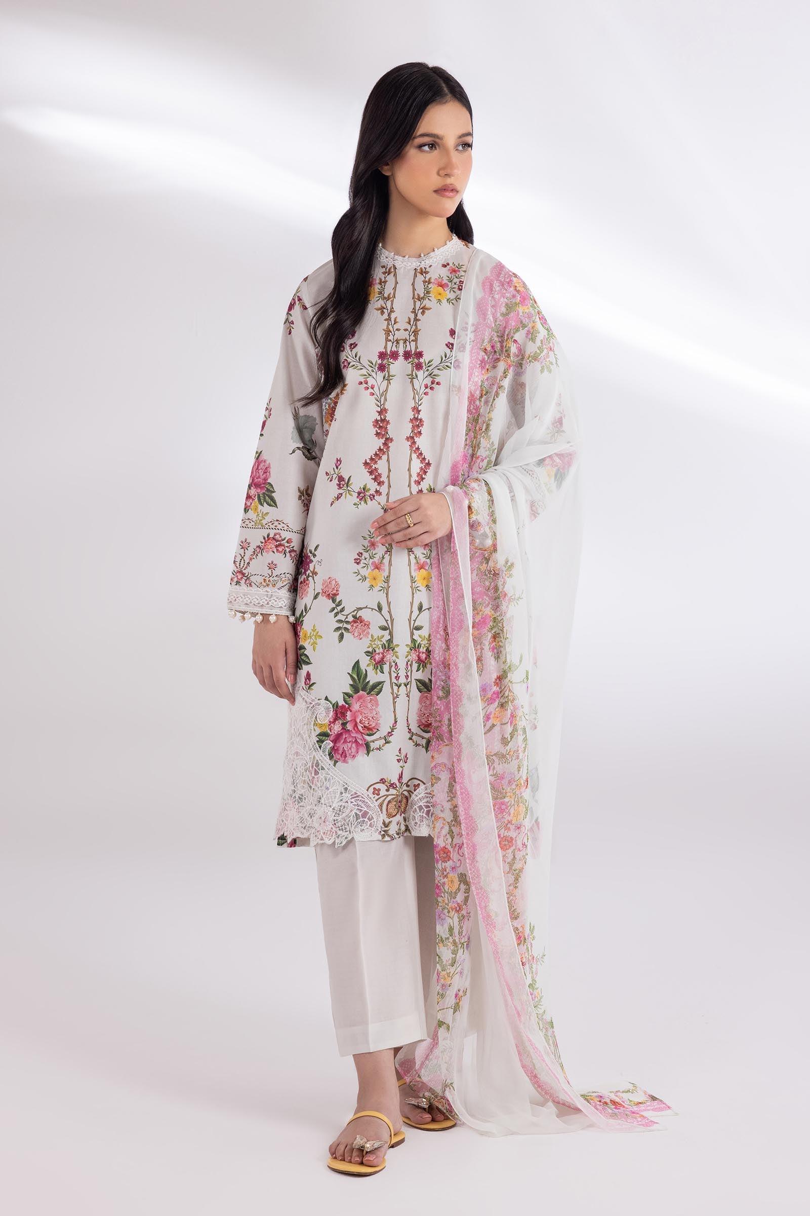 Stitched Lawn Muzlin Suit Main image