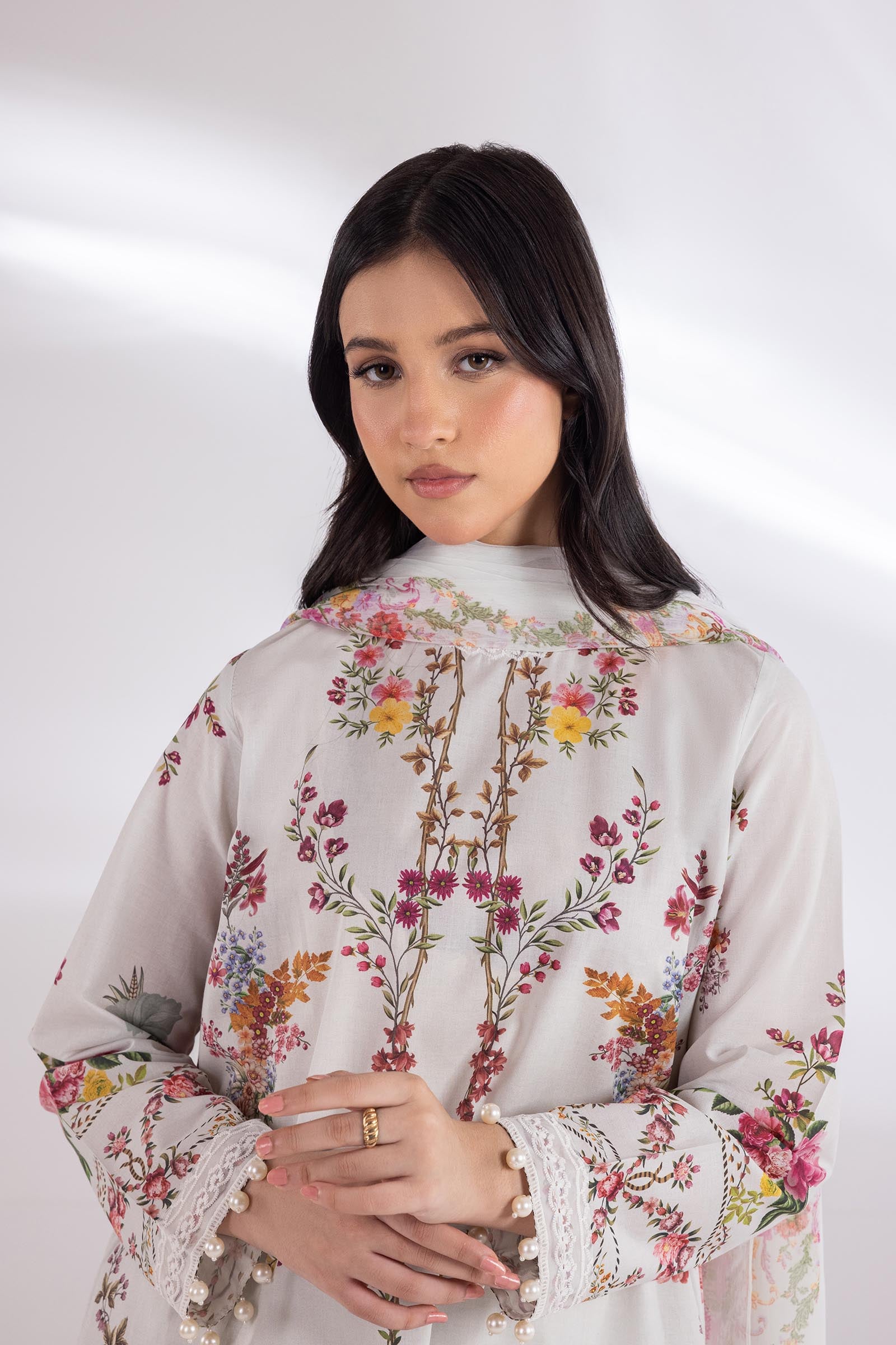 Stitched Lawn Muzlin Suit Secondary image