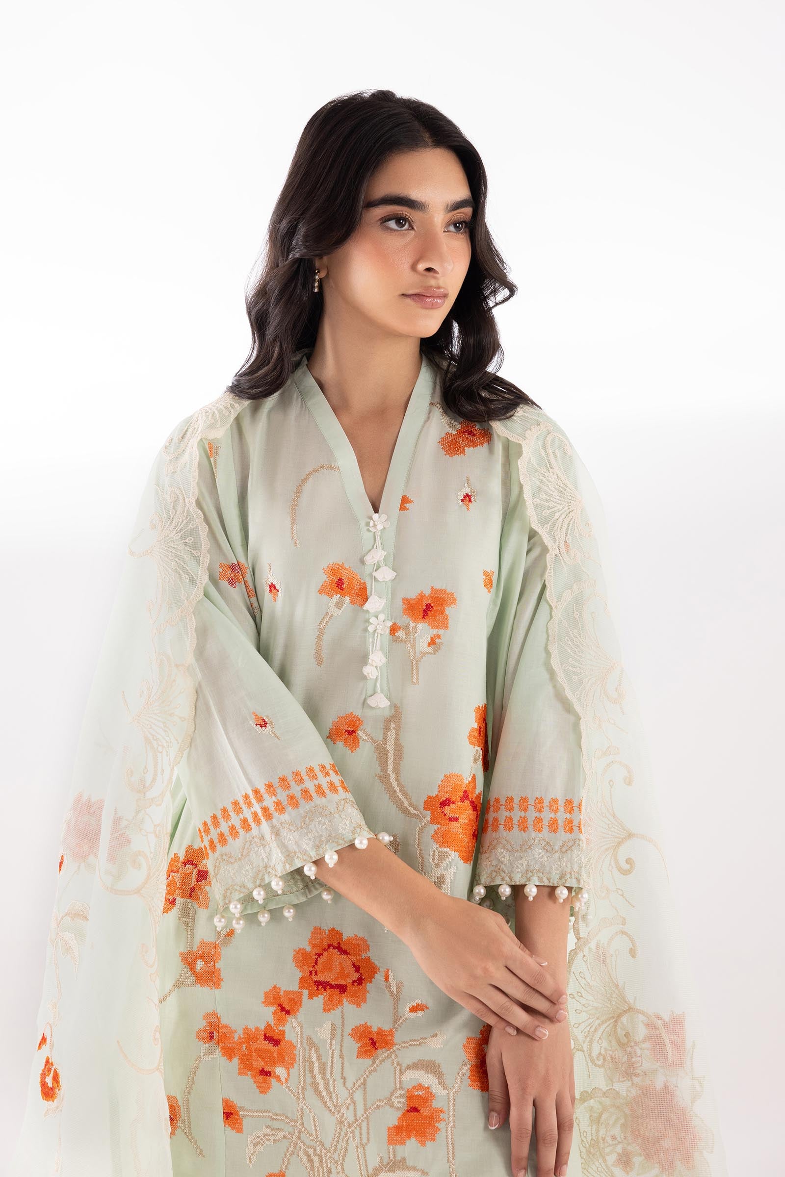 Stitched Muzlin Embroidered Lawn Suit Secondary image