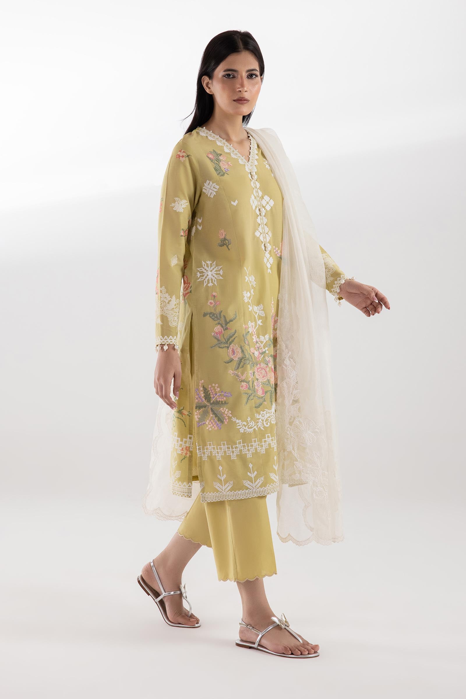 Stitched Muzlin Embroidered Lawn Suit Main image