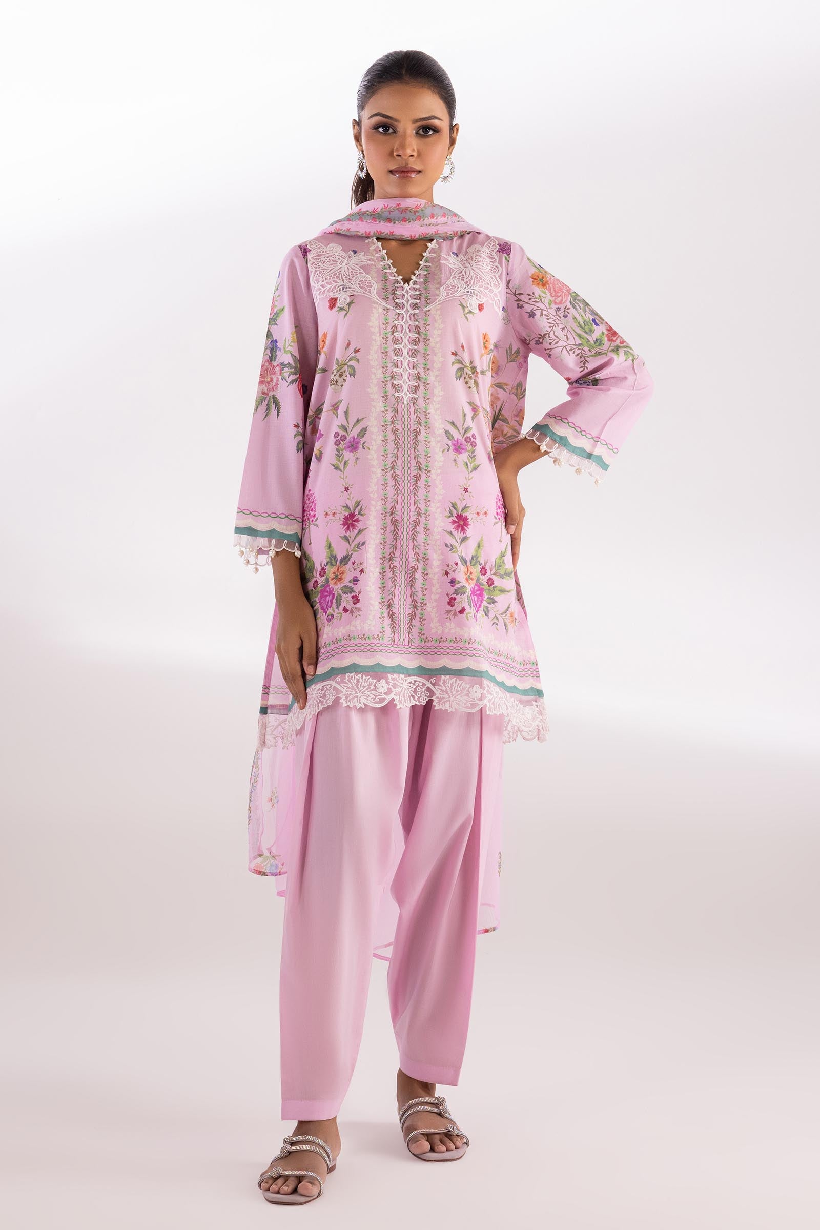 Stitched Muzlin Lawn Suit Secondary image