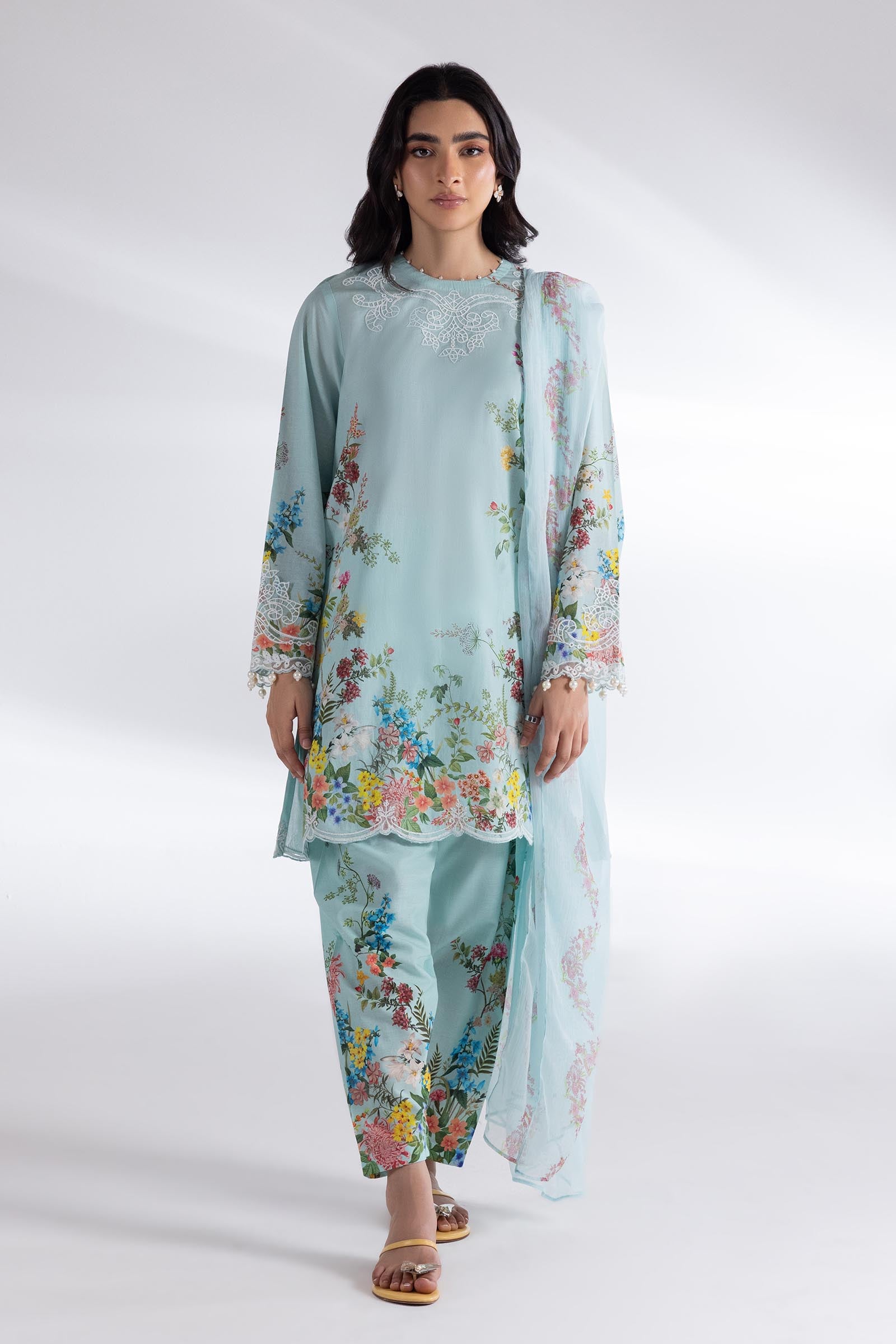 Stitched Muzlin Lawn Shirt+ Dupatta Main image