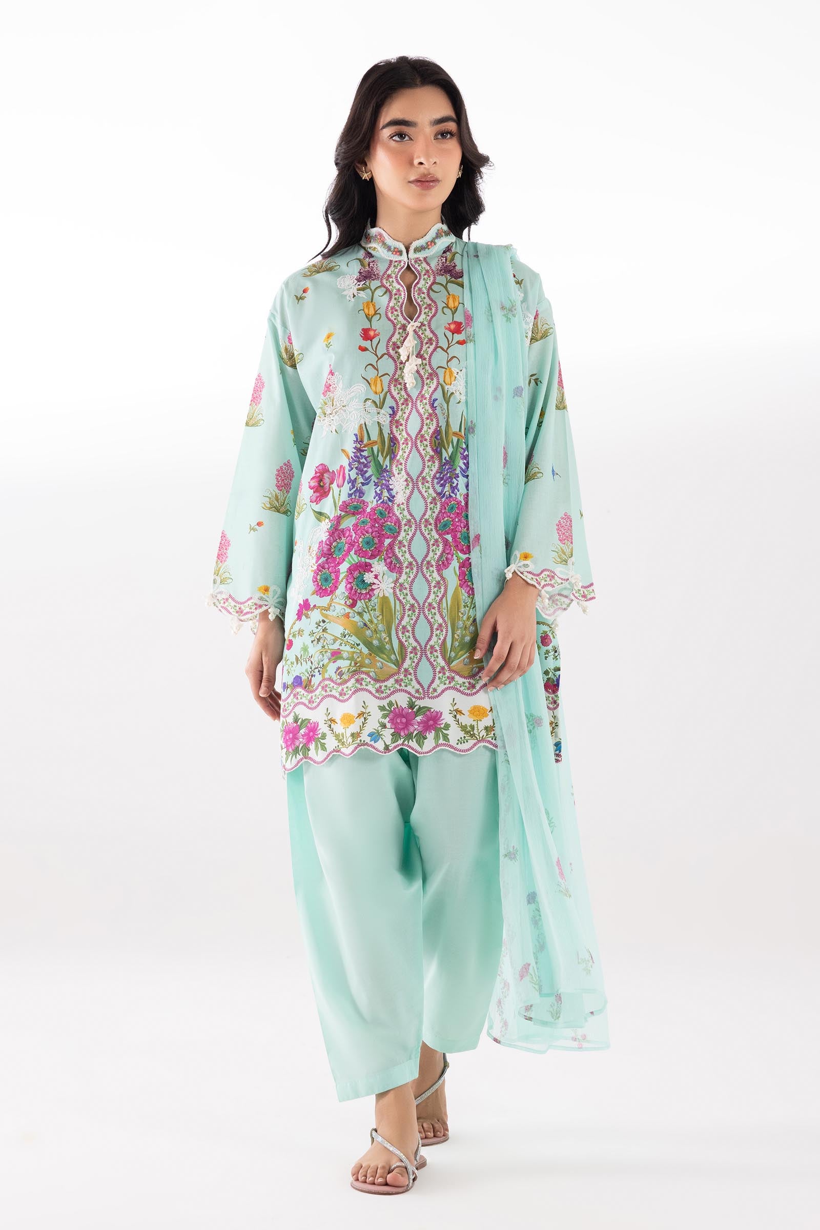 Stitched Embroidered Muzlin Lawn Suit Main image