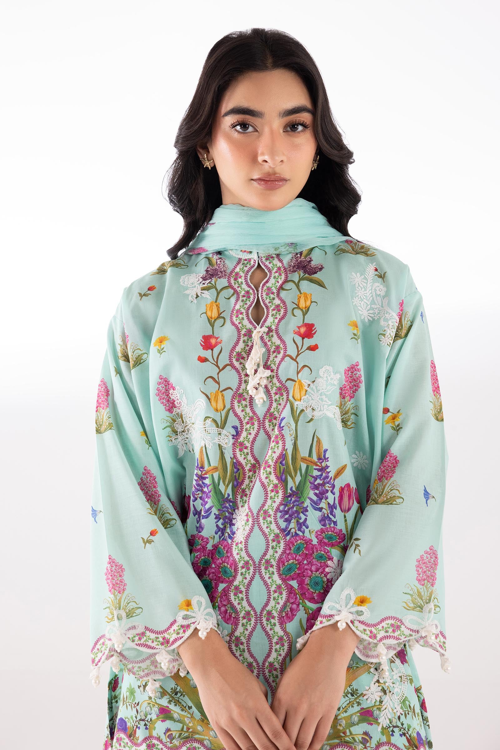 Stitched Embroidered Muzlin Lawn Suit Secondary image