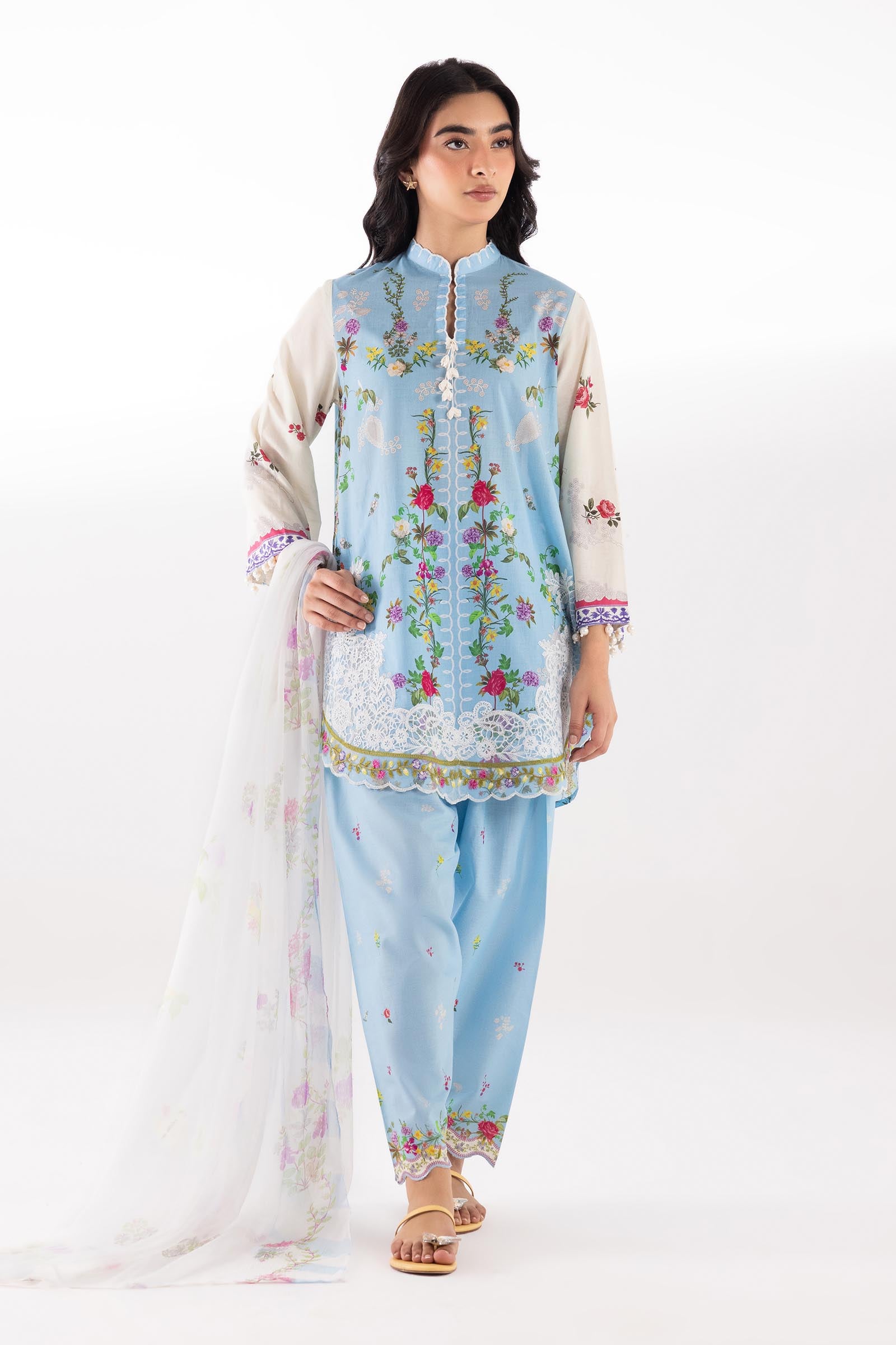 Stitched Embroidered Muzlin Lawn Suit Main image