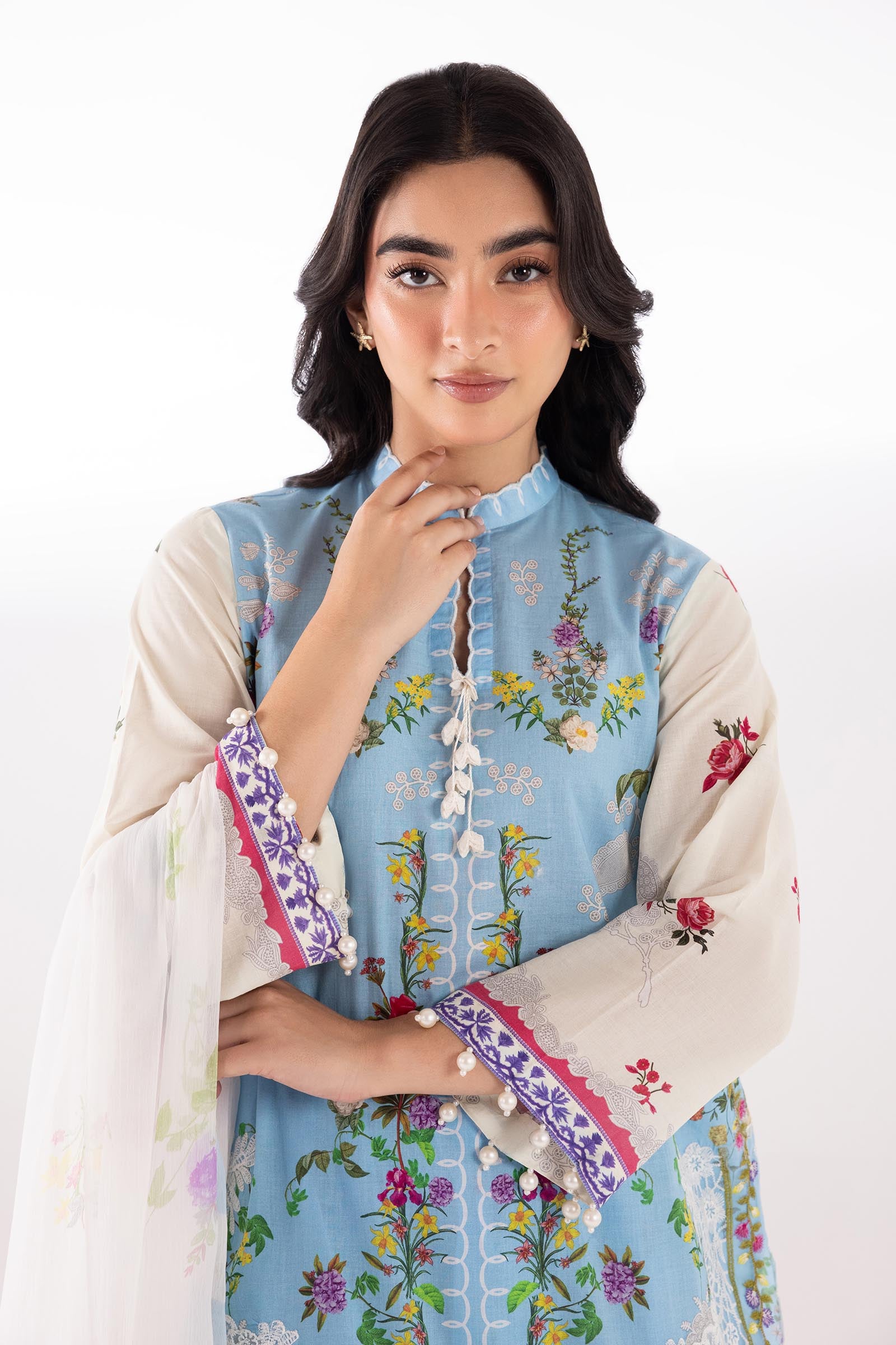 Stitched Embroidered Muzlin Lawn Suit Secondary image