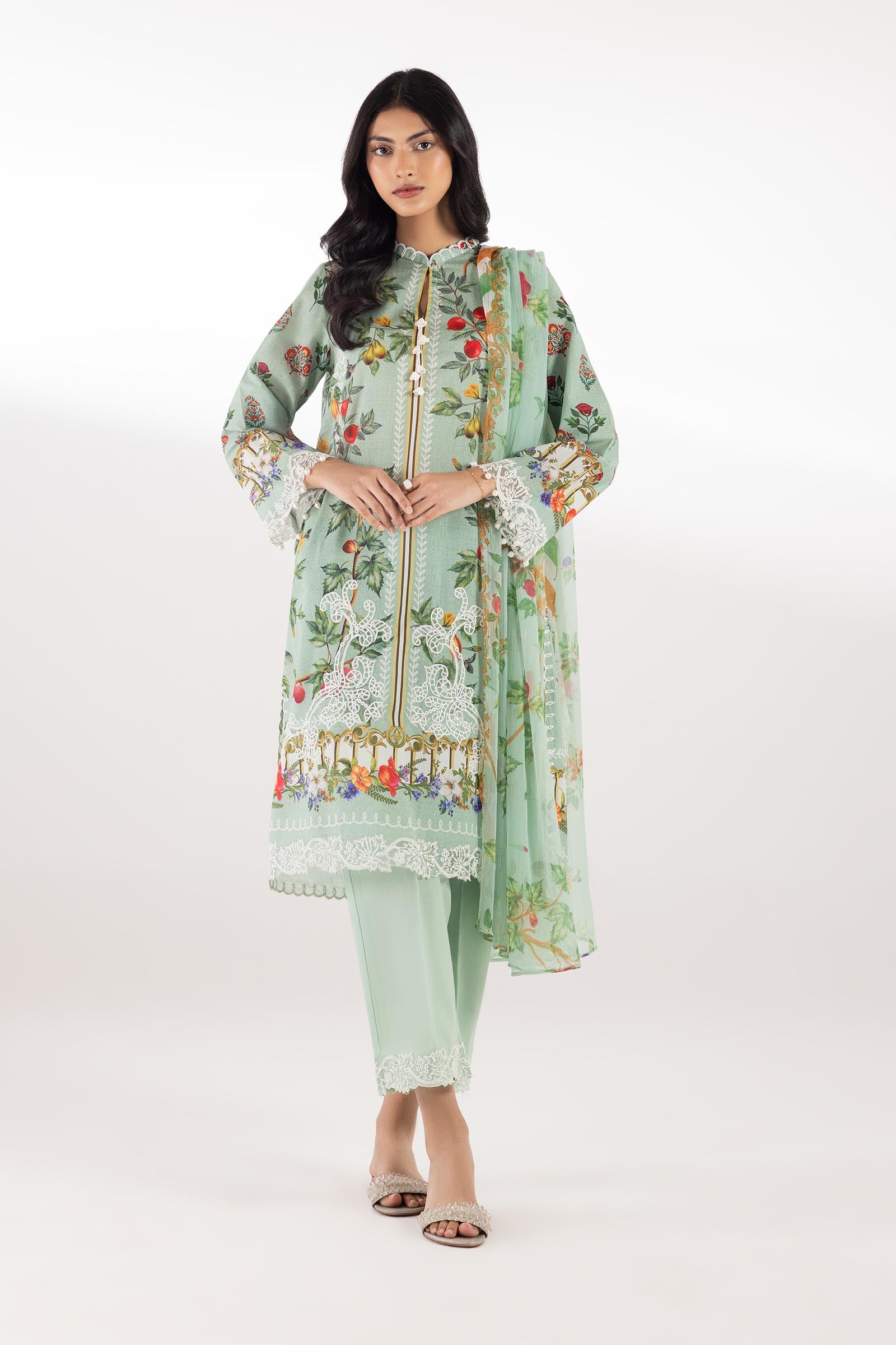 Stitched Lawn Muzlin Suit Main image