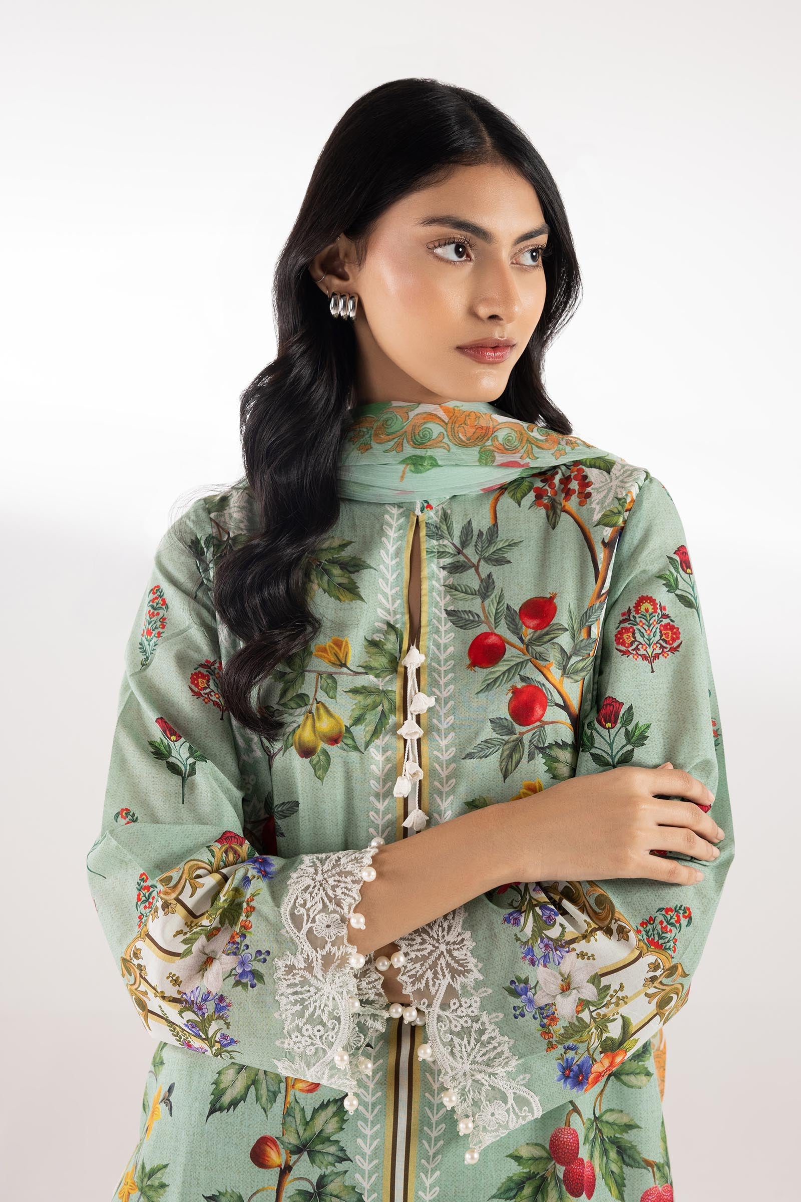 Stitched Lawn Muzlin Suit Secondary image