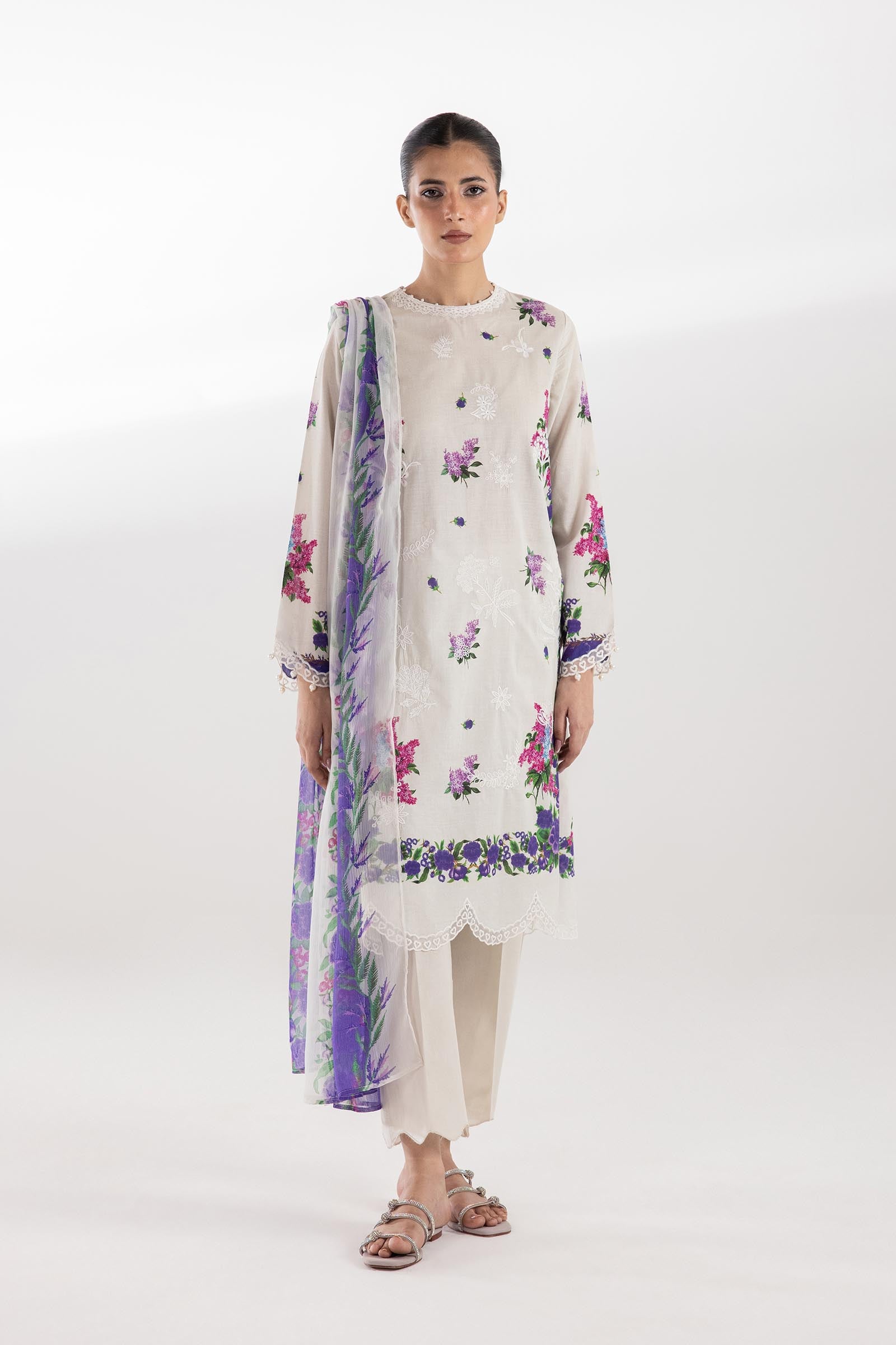 Stitched Embroidered Muzlin Lawn Suit Main image